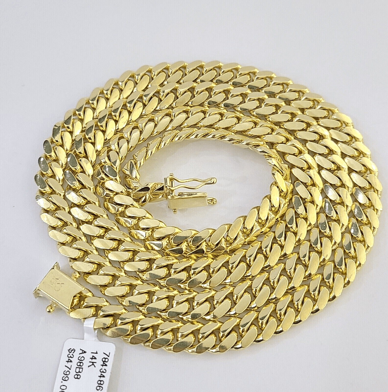 Solid 14k Gold Chain 7mm 22 Inch Miami Cuban Link Necklace HEAVY Real Gold Sale - GoldenlinQ