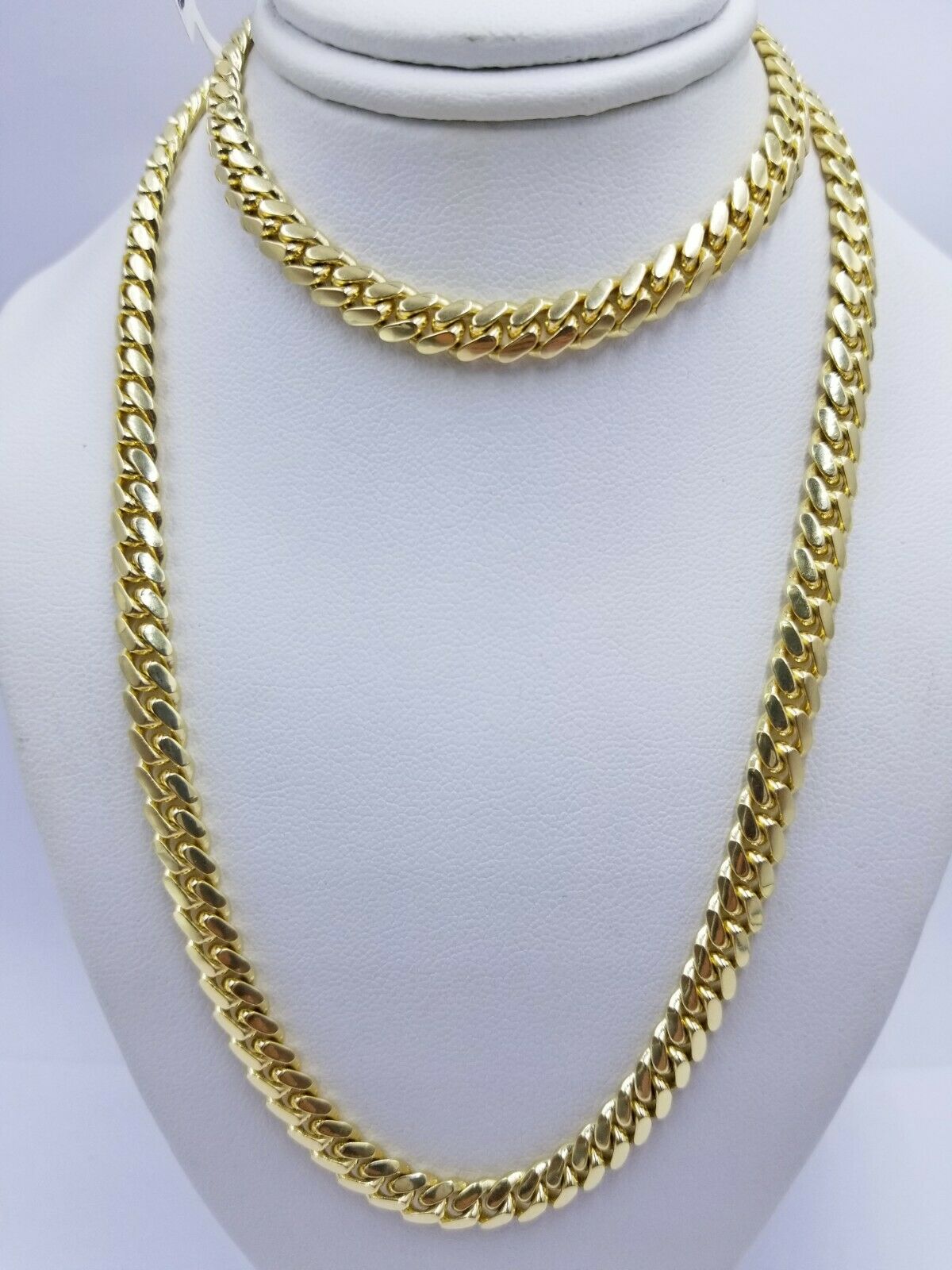 Solid 14k Gold Chain Necklace 22" Miami Cuban Link 6mm men Women 14kt Yellow Gol - GoldenlinQ