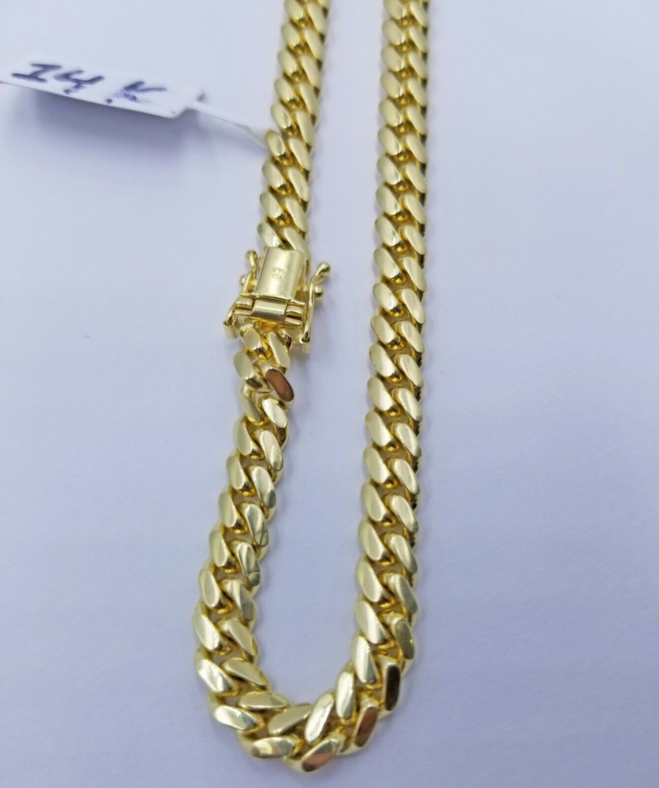 Solid 14k Gold Chain Necklace 22" Miami Cuban Link 6mm men Women 14kt Yellow Gol - GoldenlinQ