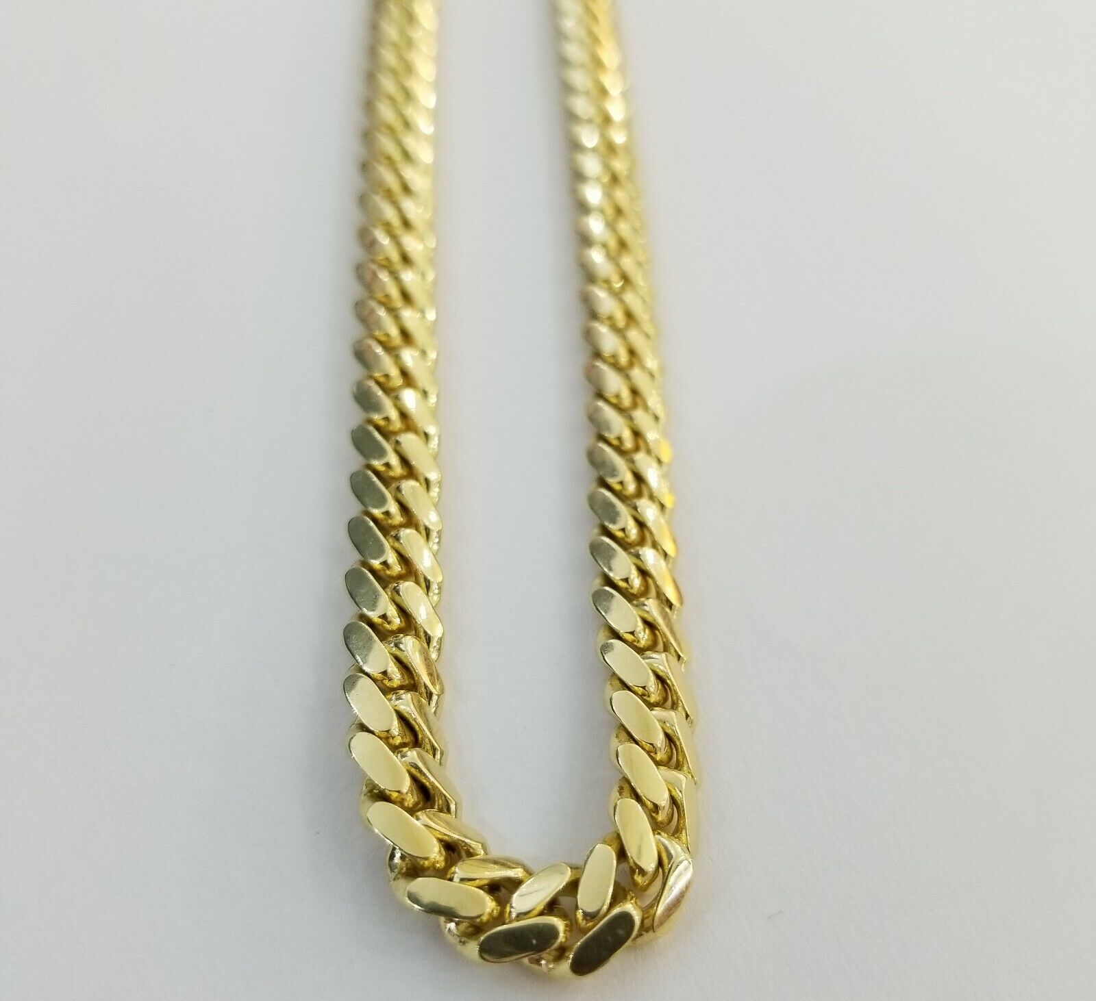 Solid 14k Gold Chain Necklace 22" Miami Cuban Link 6mm men Women 14kt Yellow Gol - GoldenlinQ
