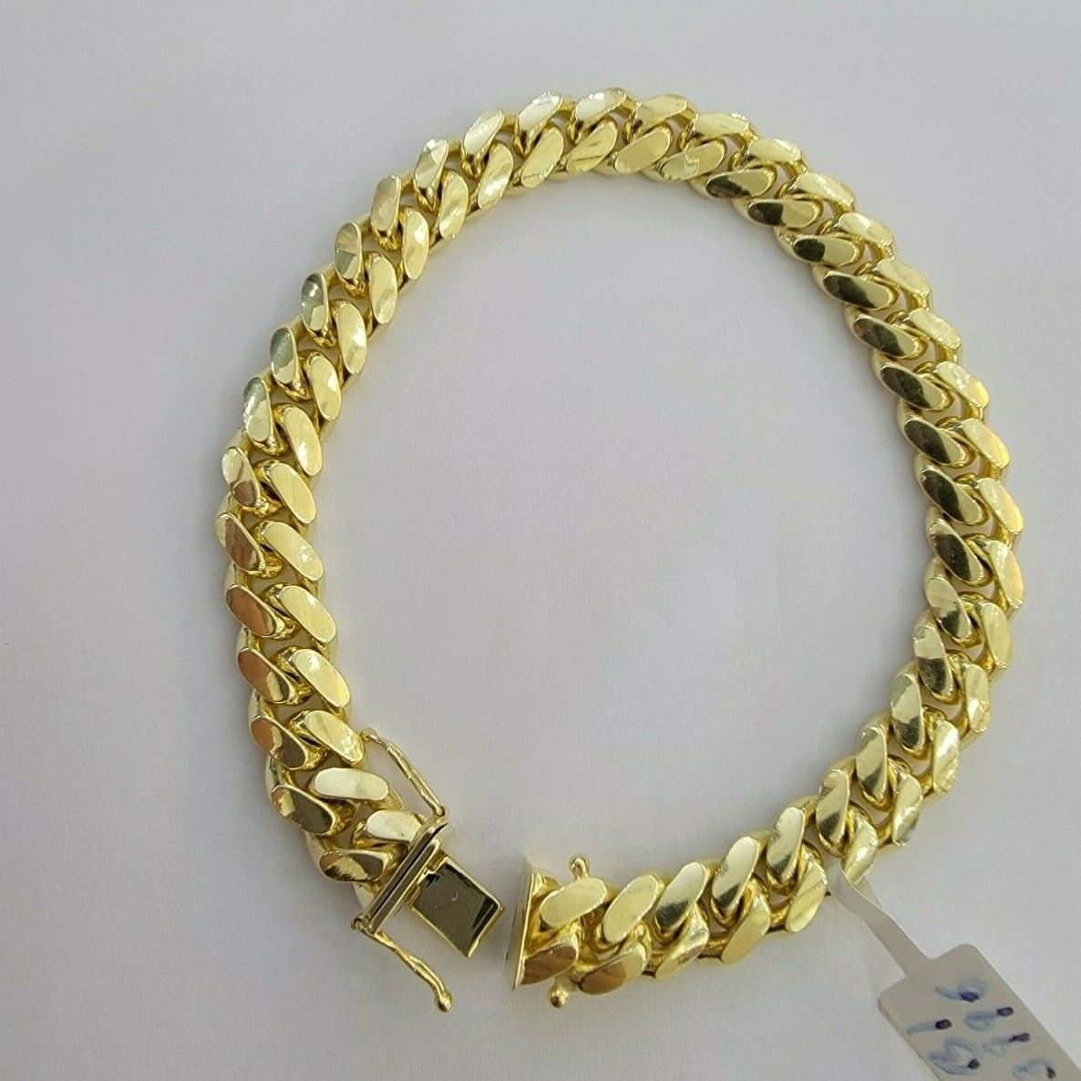 Solid 14k Gold Miami Cuban Link Bracelet 8.5" 9mm 14kt Yellow Gold Real 14kt MEN - GoldenlinQ