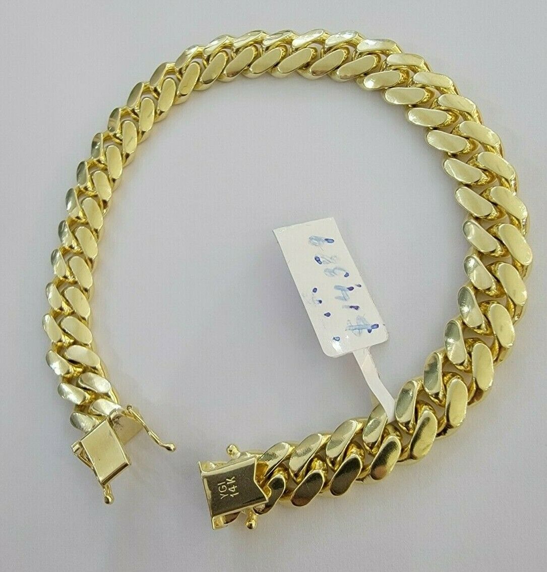 Solid 14k Gold Miami Cuban Link Bracelet 8.5" 9mm 14kt Yellow Gold Real 14kt MEN - GoldenlinQ