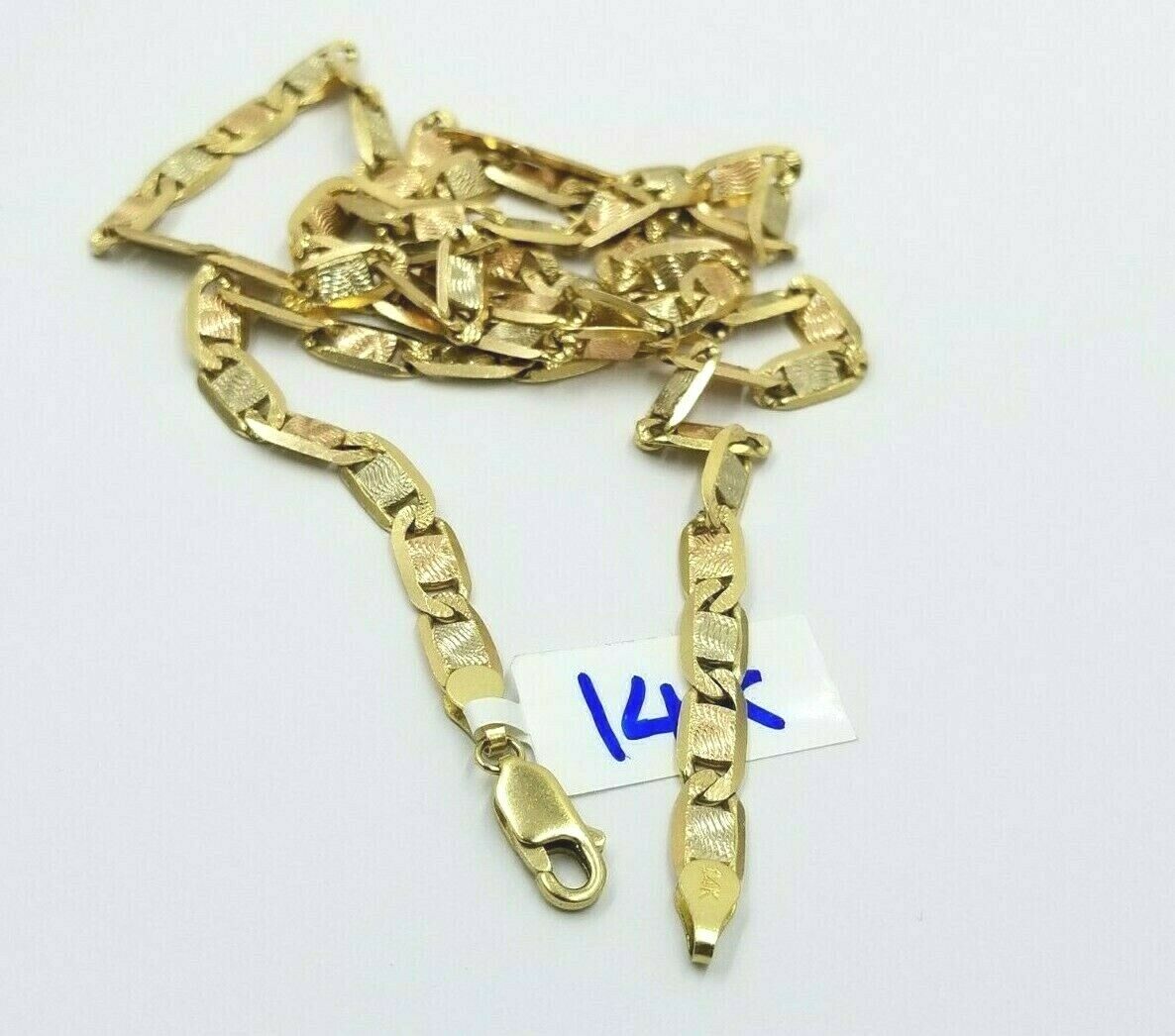 SOLID 14K Gold Necklace Men Women 5mm 18" 20" 22" 24" Heavy REAL 14KT Trio Gold - GoldenlinQ