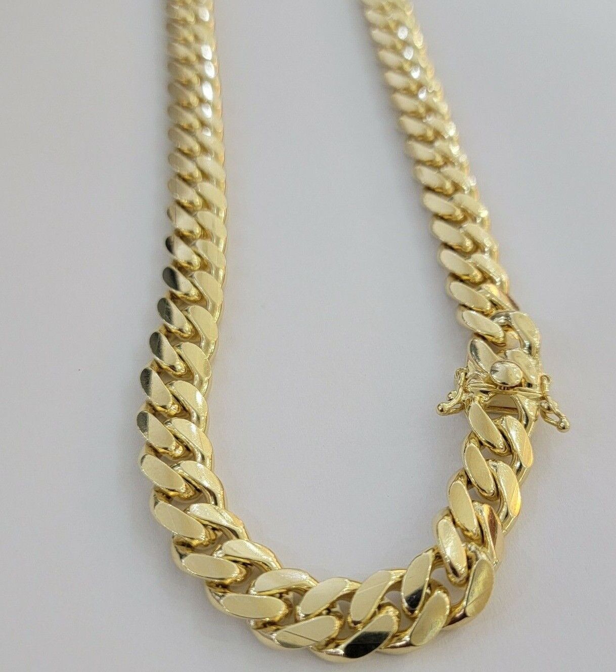 Solid 14k Miami Cuban Link Chain Necklace 9.5mm 14kt Yellow Gold 24" REAL Men's - GoldenlinQ