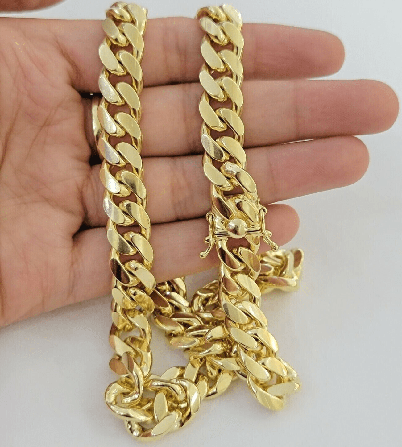Solid 14k Miami Cuban Link Chain Necklace 9.5mm 14kt Yellow Gold 24" REAL Men's - GoldenlinQ