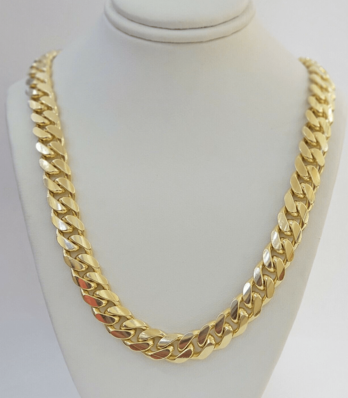 Solid 14k Miami Cuban Link Chain Necklace 9.5mm 14kt Yellow Gold 24" REAL Men's - GoldenlinQ