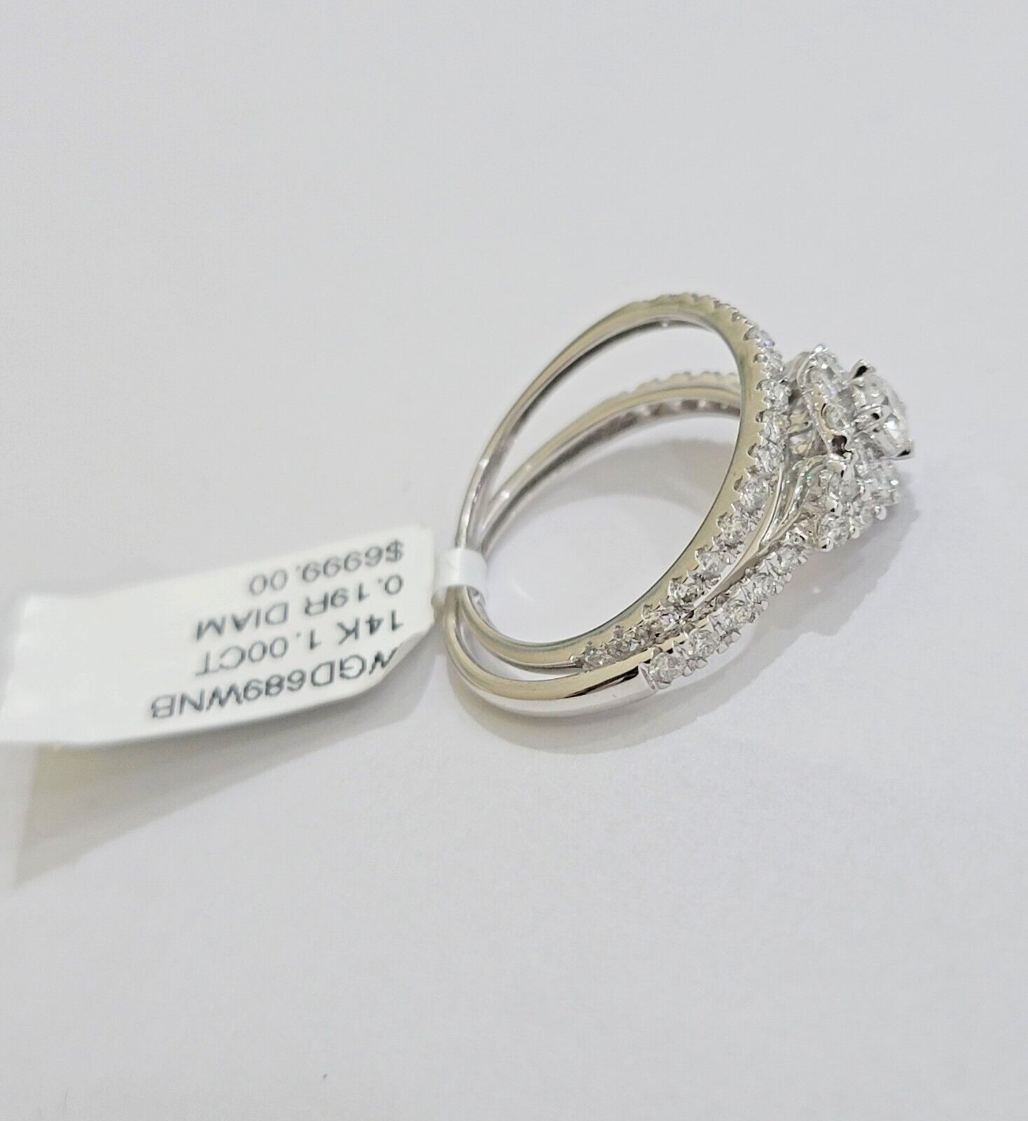 Solid 14k White Gold Diamond Ring Band Set Ladies Wedding Engagement Anniversary - GoldenlinQ