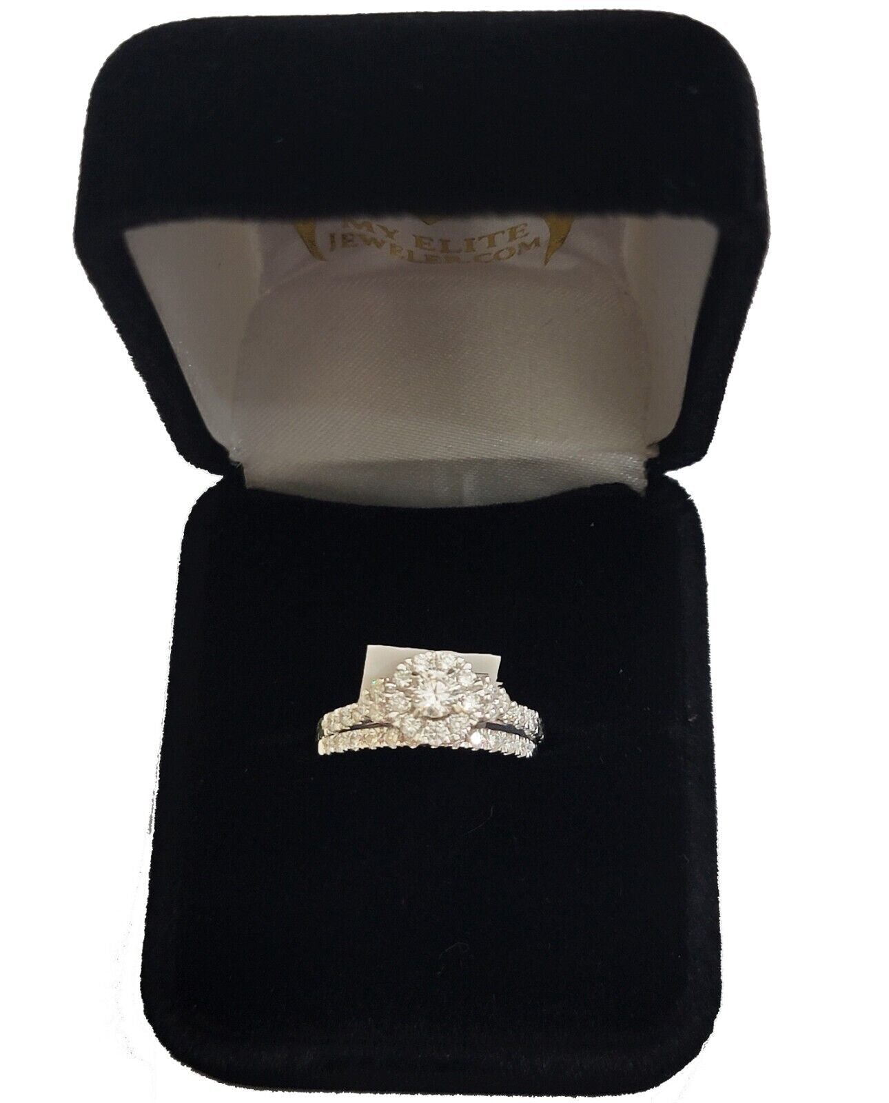 Solid 14k White Gold Diamond Ring Band Set Ladies Wedding Engagement Anniversary - GoldenlinQ