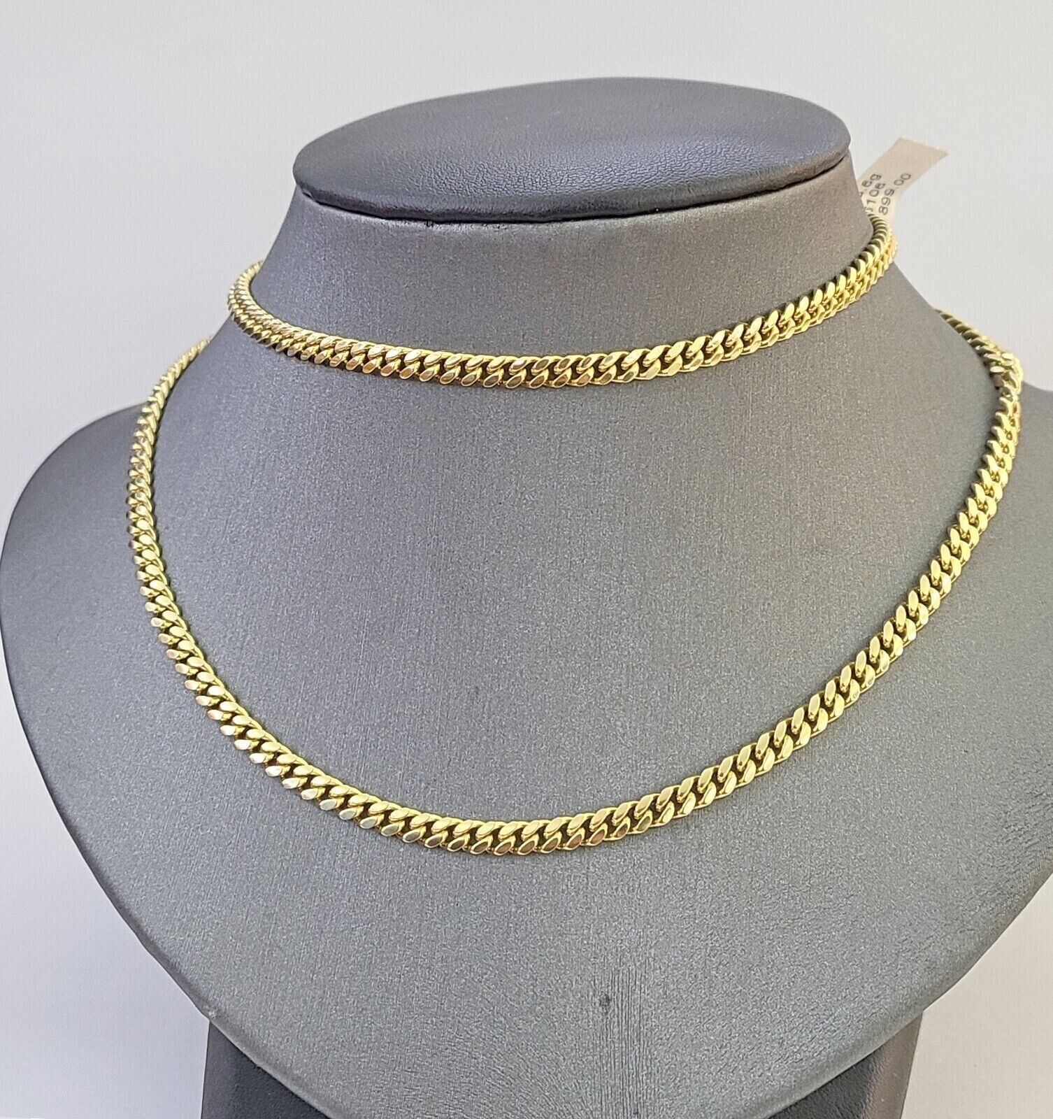 Solid 14k Yellow Gold chain 22 Inch Miami Cuban Necklace 4mm STRONG Links REAL - GoldenlinQ