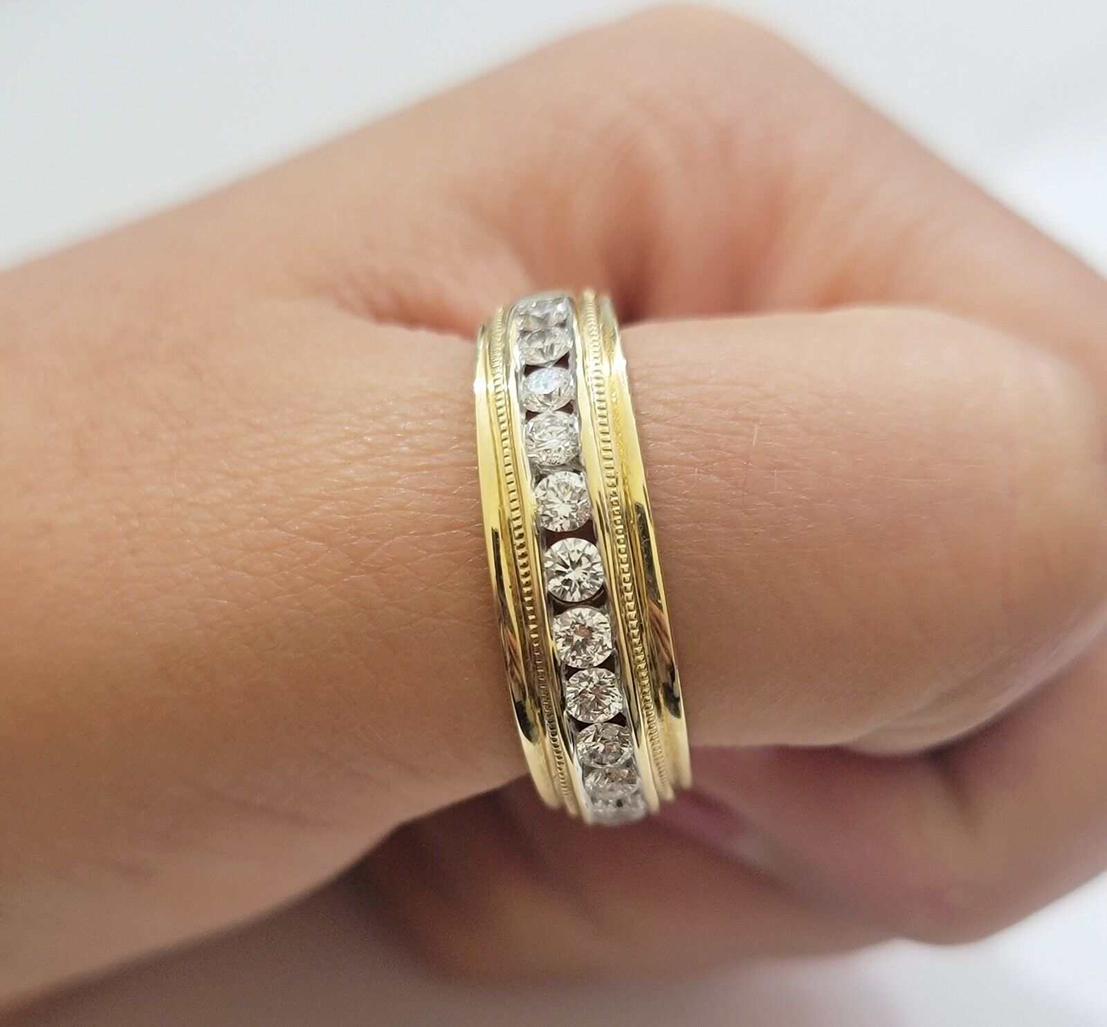 Solid 14k Yellow Gold Diamond Ring Men's Band 1CT Wedding Engagement, Genuine - GoldenlinQ