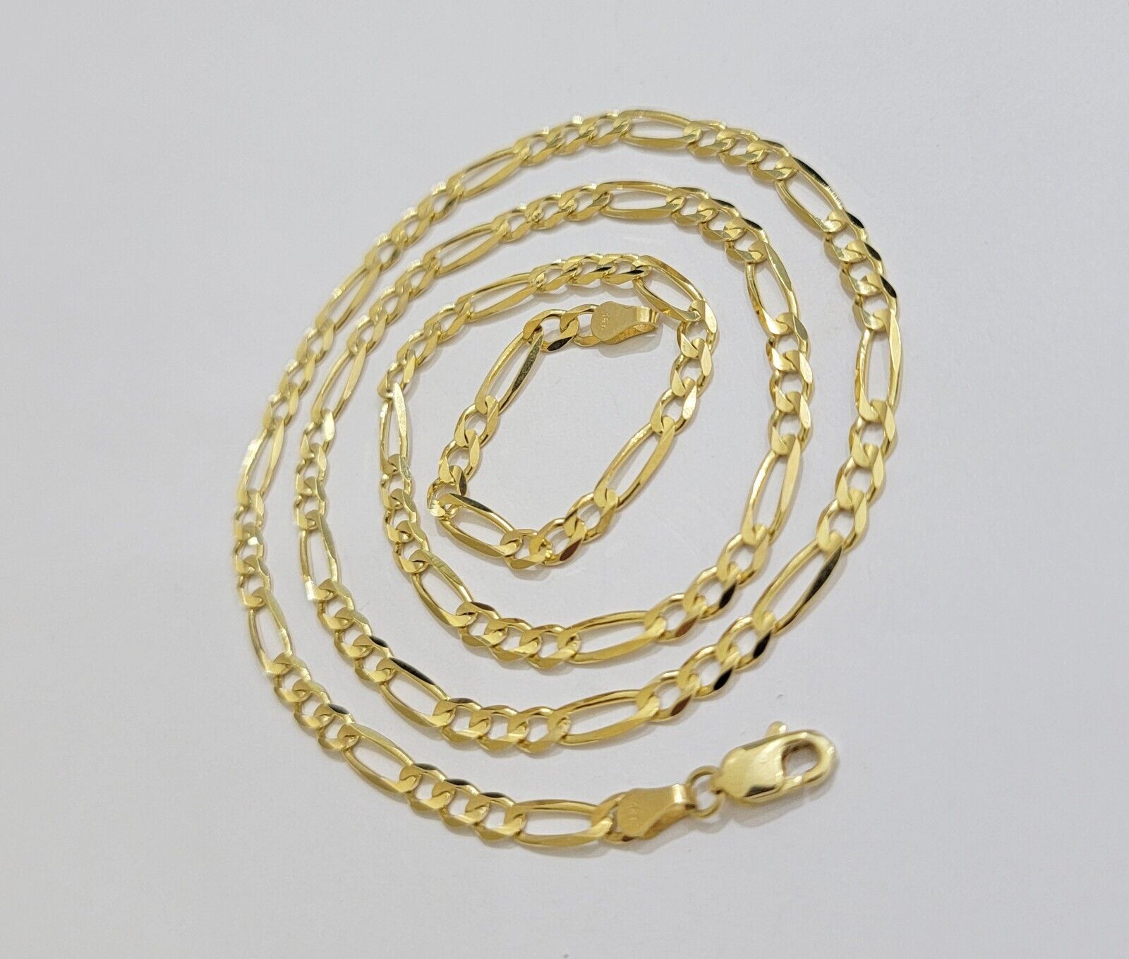 Solid 14k Yellow Gold Figaro chain Necklace 24 Inch 3.5mm Men's STRONG REAL 14kt - GoldenlinQ