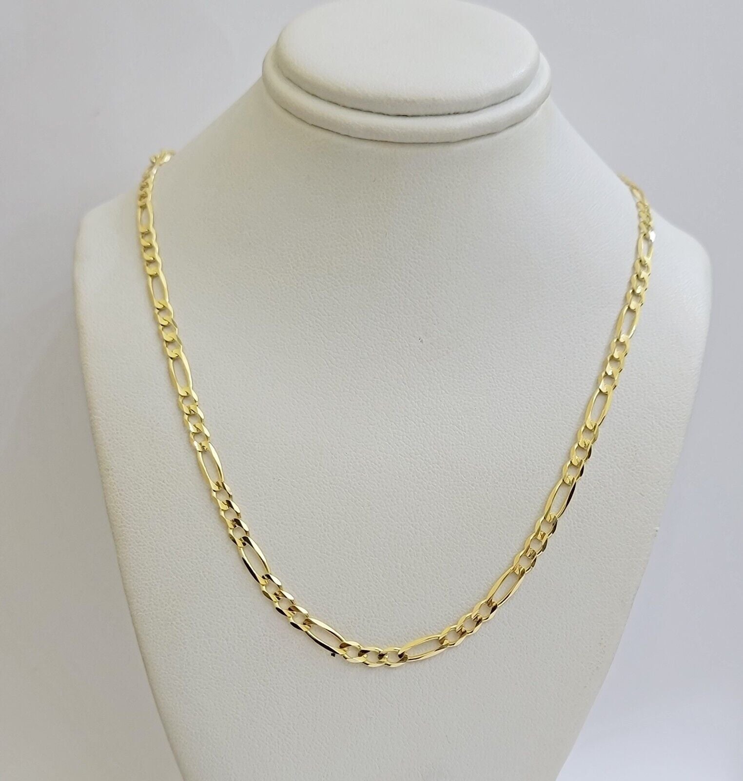 Solid 14k Yellow Gold Figaro chain Necklace 24 Inch 3.5mm Men's STRONG REAL 14kt - GoldenlinQ