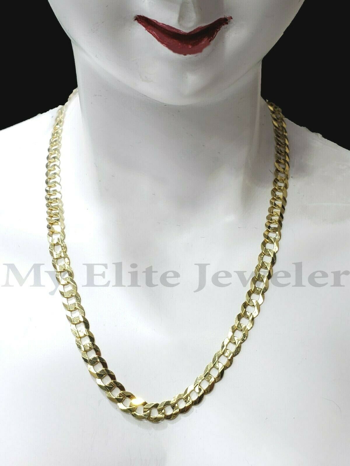 Solid 14K Yellow Gold Ladies Chain 15 Inch Cuban Curb Link 3.5 MM SHORT Necklace - GoldenlinQ