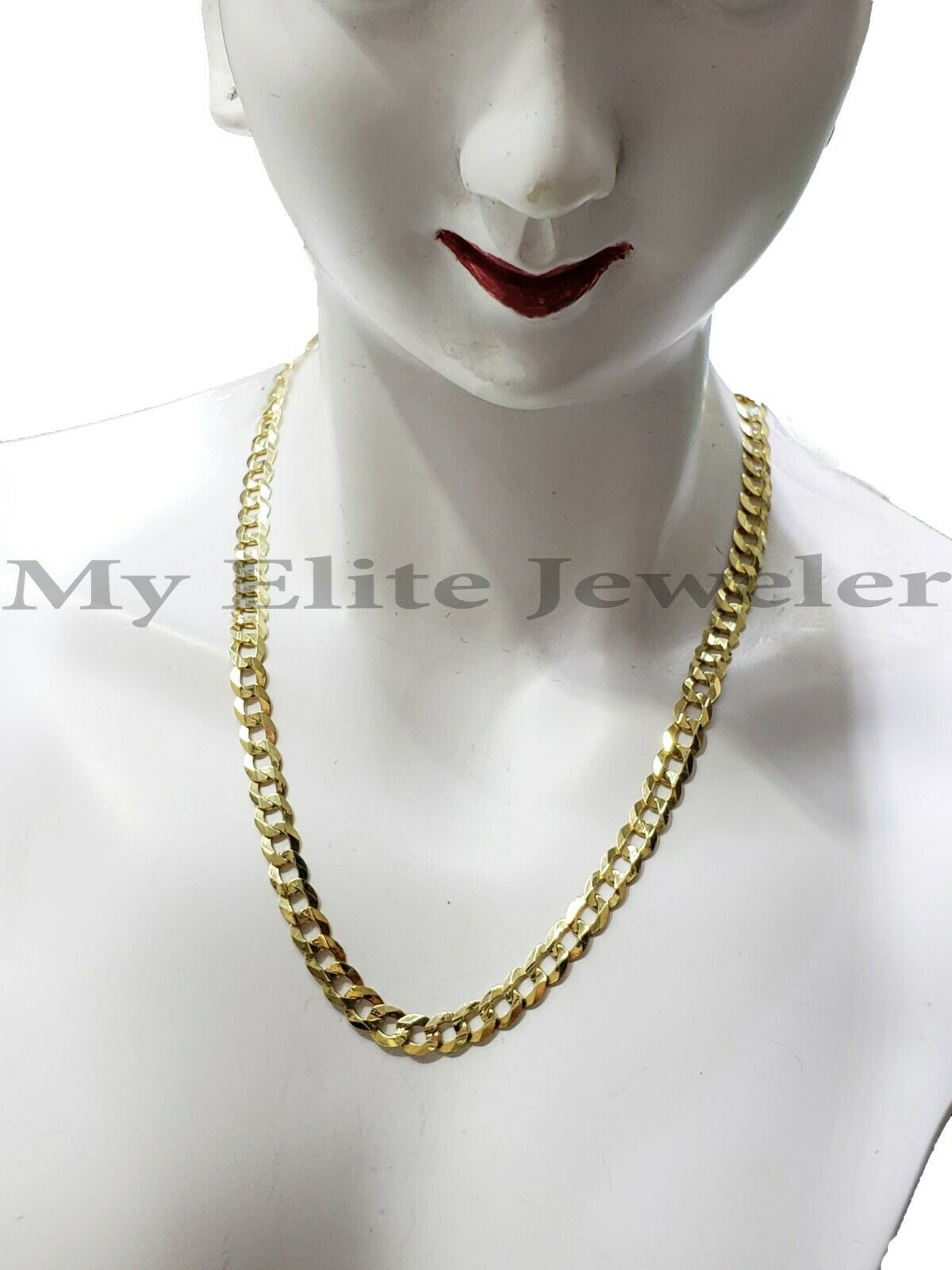 Solid 14K Yellow Gold Ladies Chain 15 Inch Cuban Curb Link 3.5 MM SHORT Necklace - GoldenlinQ