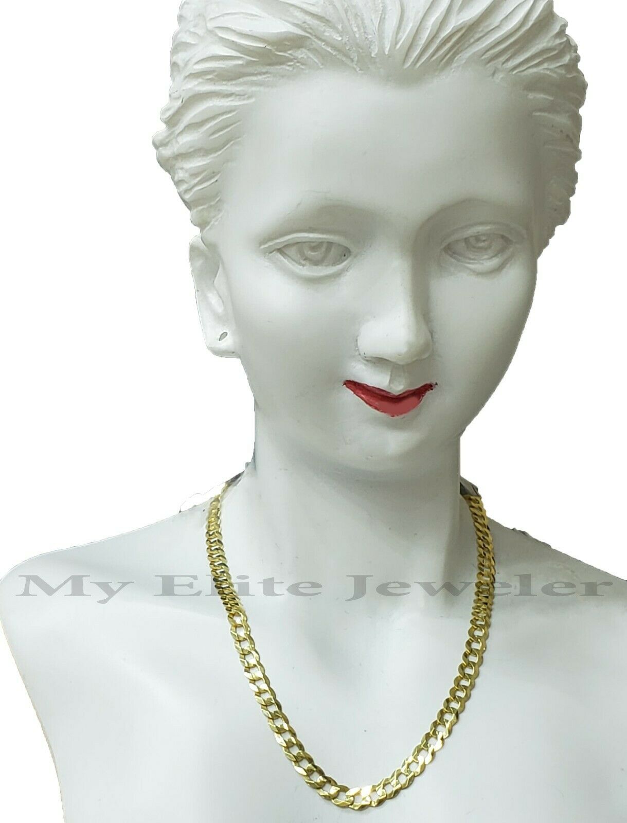 Solid 14K Yellow Gold Ladies Chain 15 Inch Cuban Curb Link 3.5 MM SHORT Necklace - GoldenlinQ