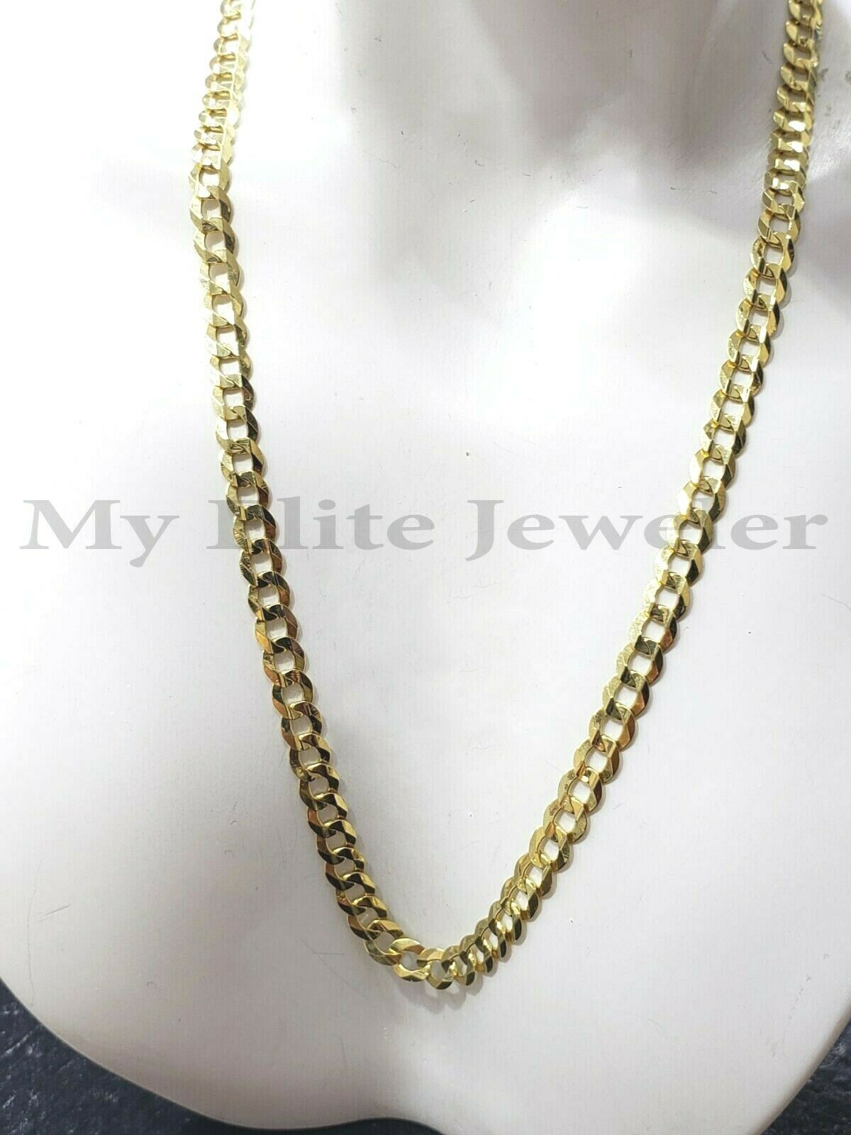 Solid 14K Yellow Gold Ladies Chain 15 Inch Cuban Curb Link 3.5 MM SHORT Necklace - GoldenlinQ