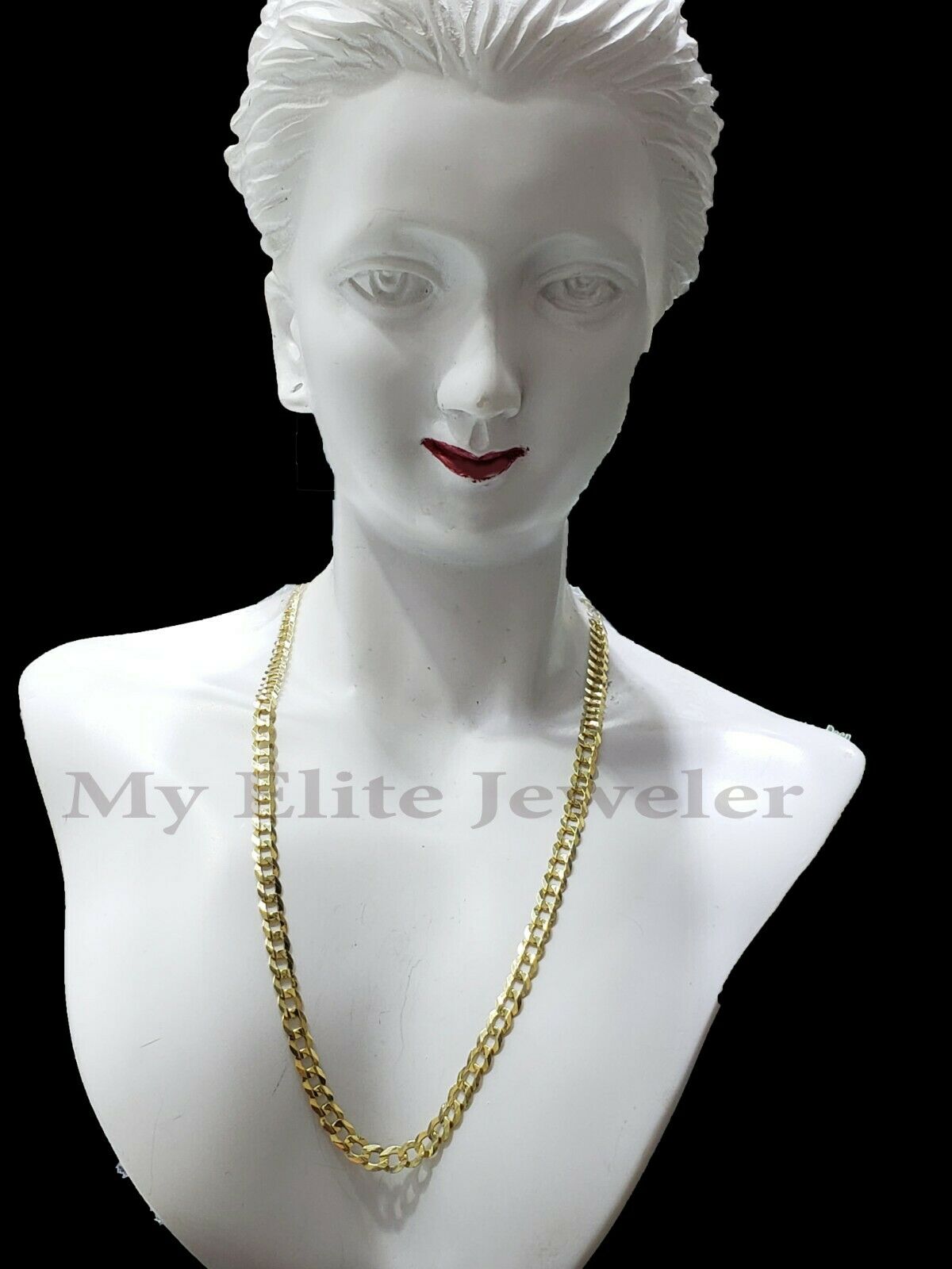 Solid 14k Yellow Gold Ladies Chain 20 Inch Cuban Curb Link Necklace 3.5MM STRONG - GoldenlinQ