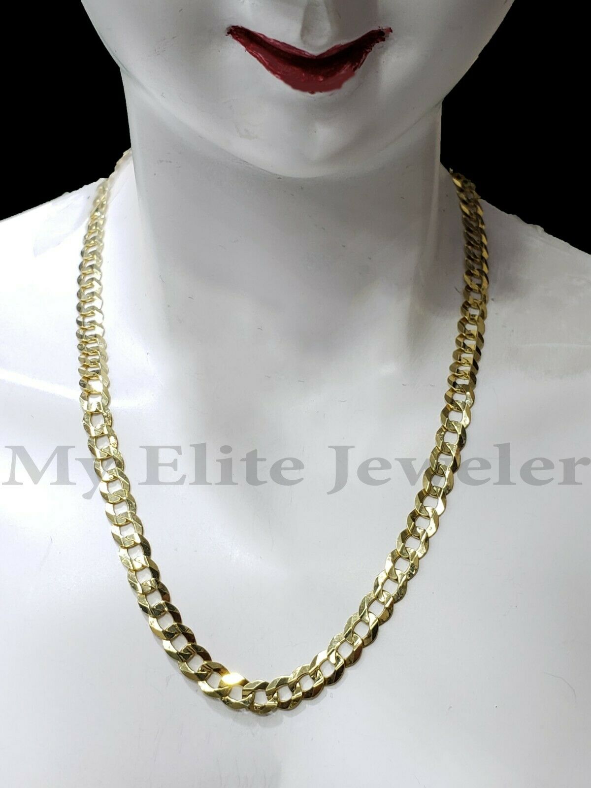 Solid 14k Yellow Gold Ladies Chain 20 Inch Cuban Curb Link Necklace 3.5MM STRONG - GoldenlinQ