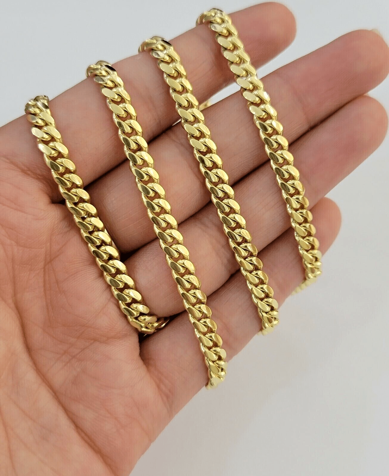 Solid 14k yellow Gold Miami Cuban link chain 24 Inch 4mm Necklace STRONG Links - GoldenlinQ