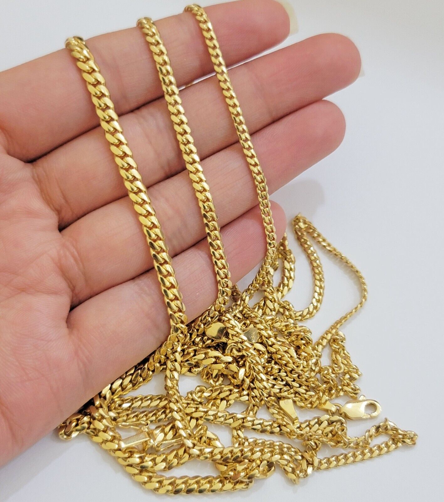 Solid 18k Gold Chain Necklace Miami Cuban Link 2.5mm - 4mm 18" - 26 Inch Real 18kt - GoldenlinQ