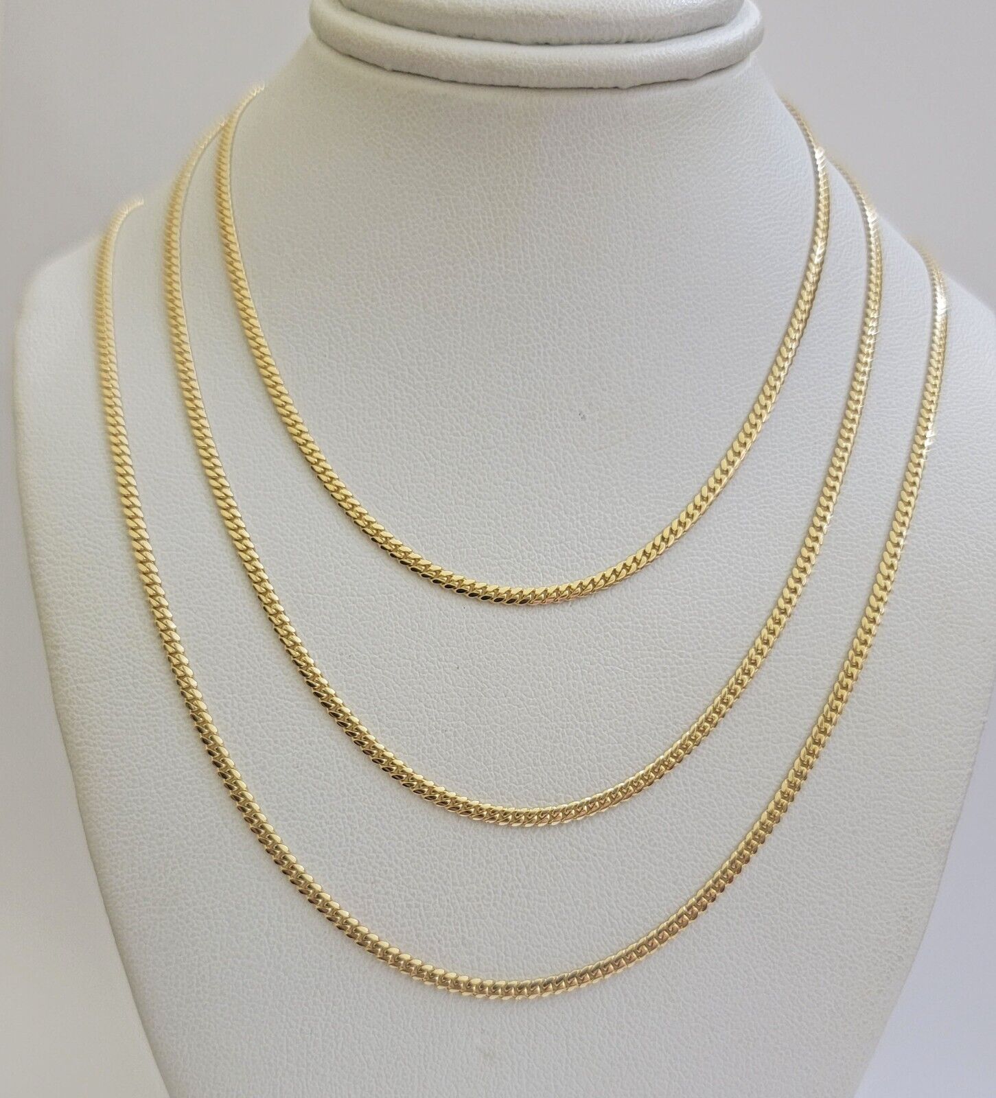 Solid 18k Gold Necklace Chain Miami Cuban Link 2mm 18 Inch Real 18kt Yellow Gold - GoldenlinQ
