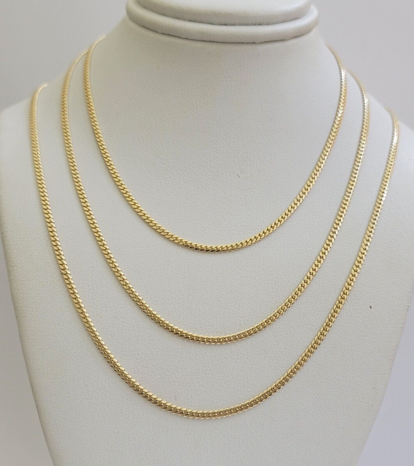 Solid 18k Gold Necklace Chain Miami Cuban Link 2mm 18 Inch Real 18kt Yellow Gold - GoldenlinQ
