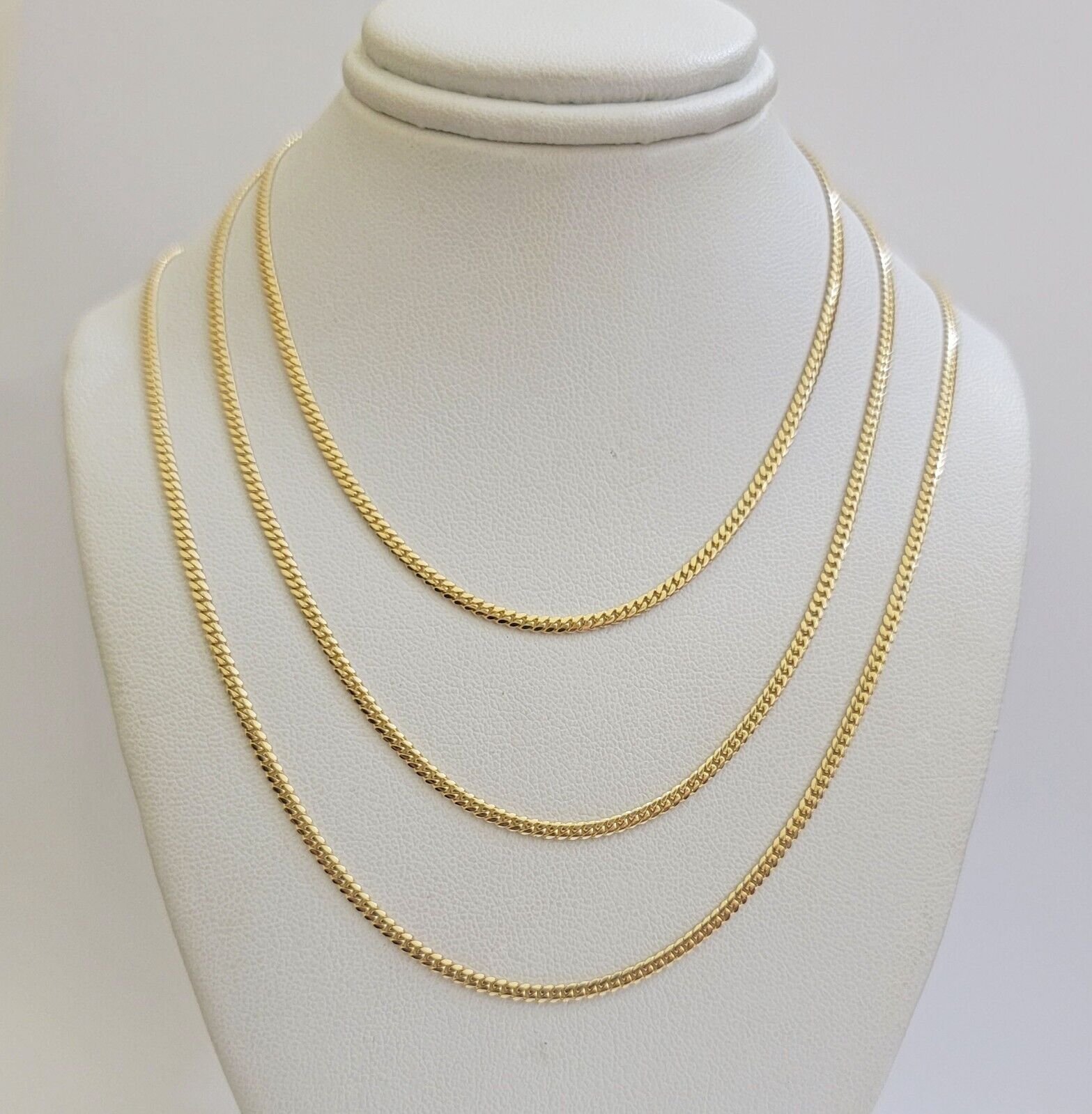 Solid 18k Gold Necklace Chain Miami Cuban Link 2mm 18 Inch Real 18kt Yellow Gold - GoldenlinQ