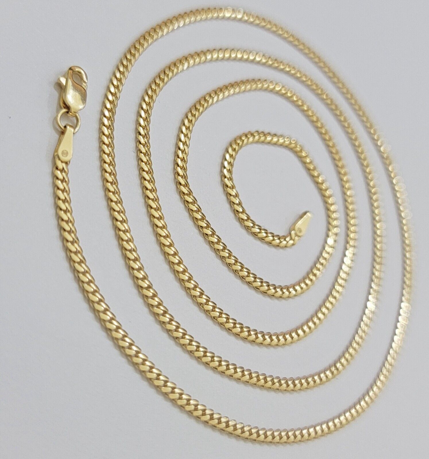 Solid 18k Gold Necklace Chain Miami Cuban Link 2mm 24 Inch Real 18kt Yellow Gold - GoldenlinQ