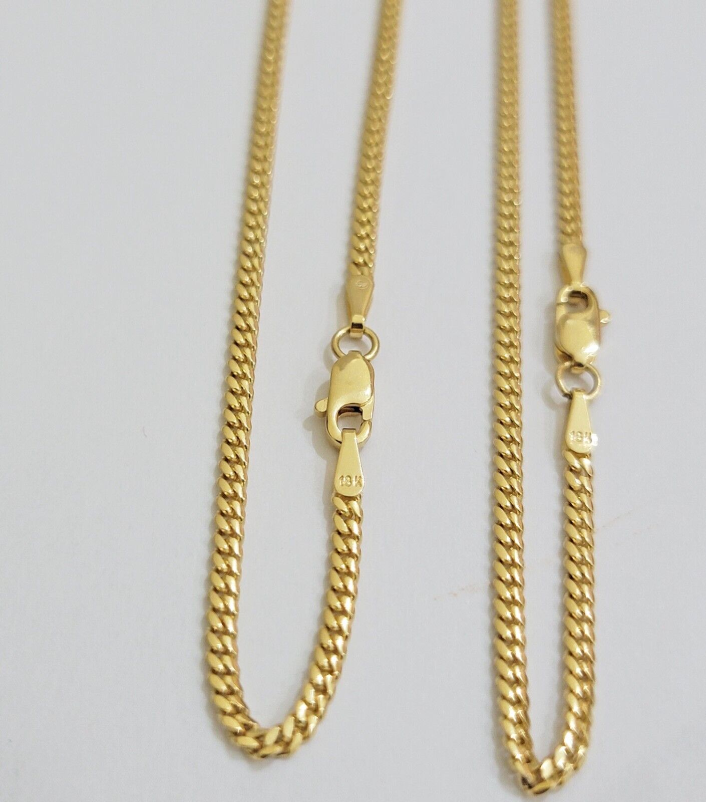 Solid 18k Gold Necklace Chain Miami Cuban Link 2mm 24 Inch Real 18kt Yellow Gold - GoldenlinQ