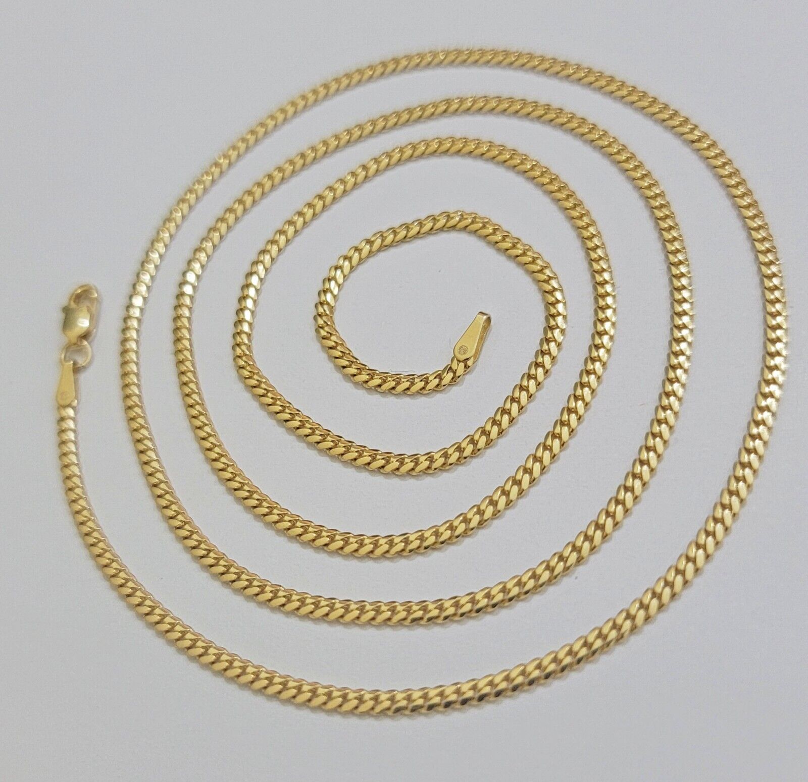 Solid 18k Gold Necklace Chain Miami Cuban Link 2mm 24 Inch Real 18kt Yellow Gold - GoldenlinQ