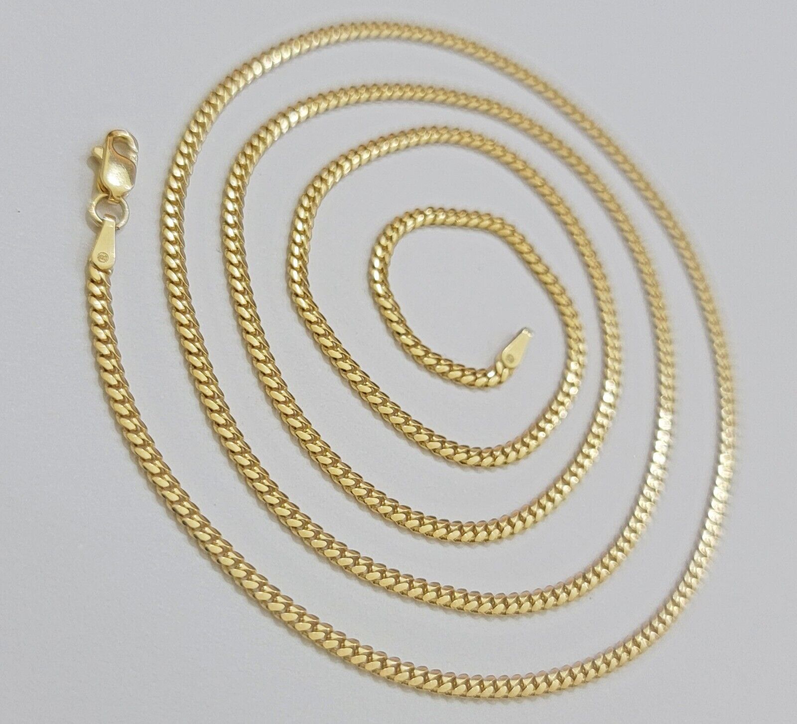 Solid 18k Yellow Gold Necklace Chain Miami Cuban Link 2mm 18" - 24 Inch Real 18kt - GoldenlinQ