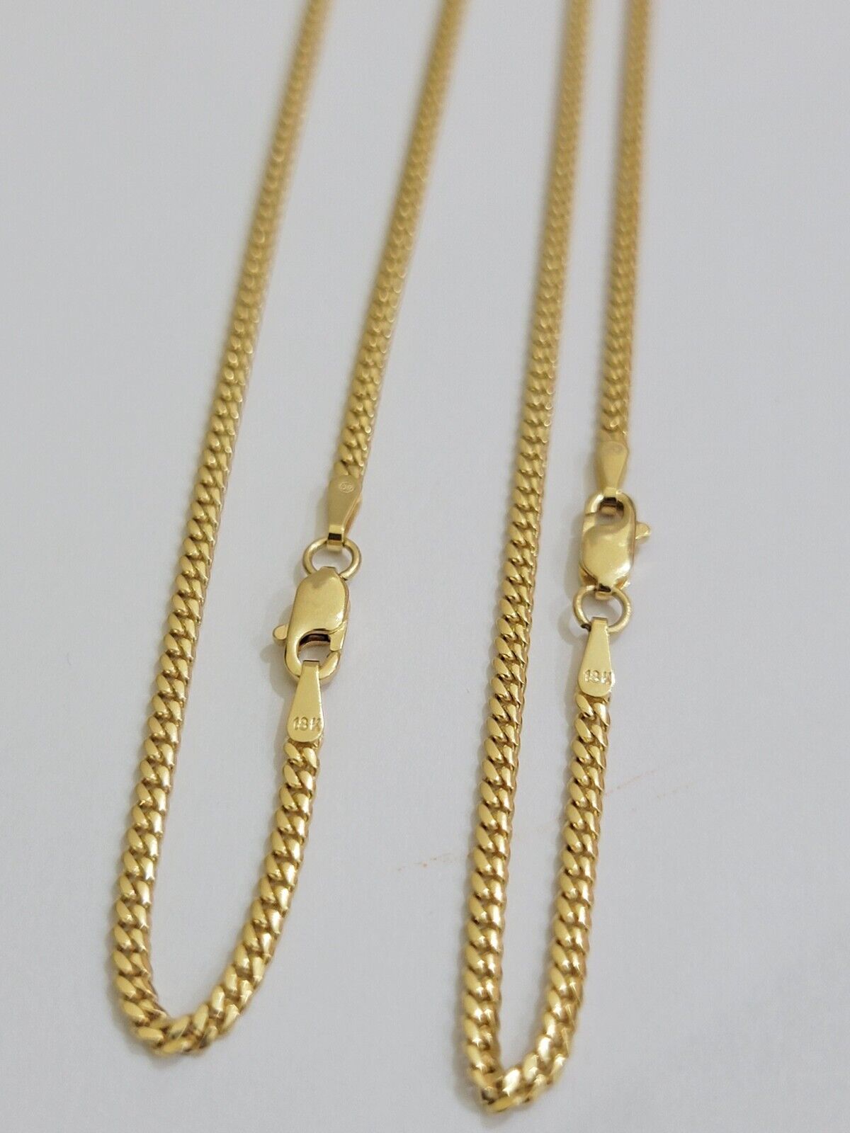 Solid 18k Yellow Gold Necklace Chain Miami Cuban Link 2mm 18" - 24 Inch Real 18kt - GoldenlinQ