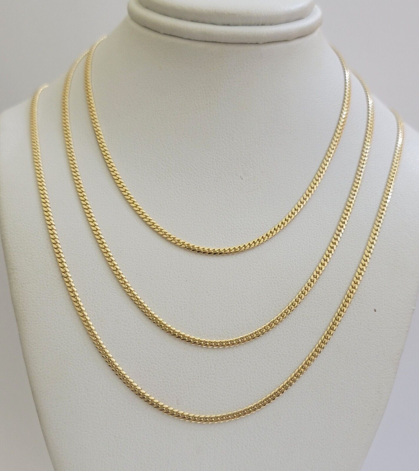 Solid 18k Yellow Gold Necklace Chain Miami Cuban Link 2mm 18" - 24 Inch Real 18kt - GoldenlinQ