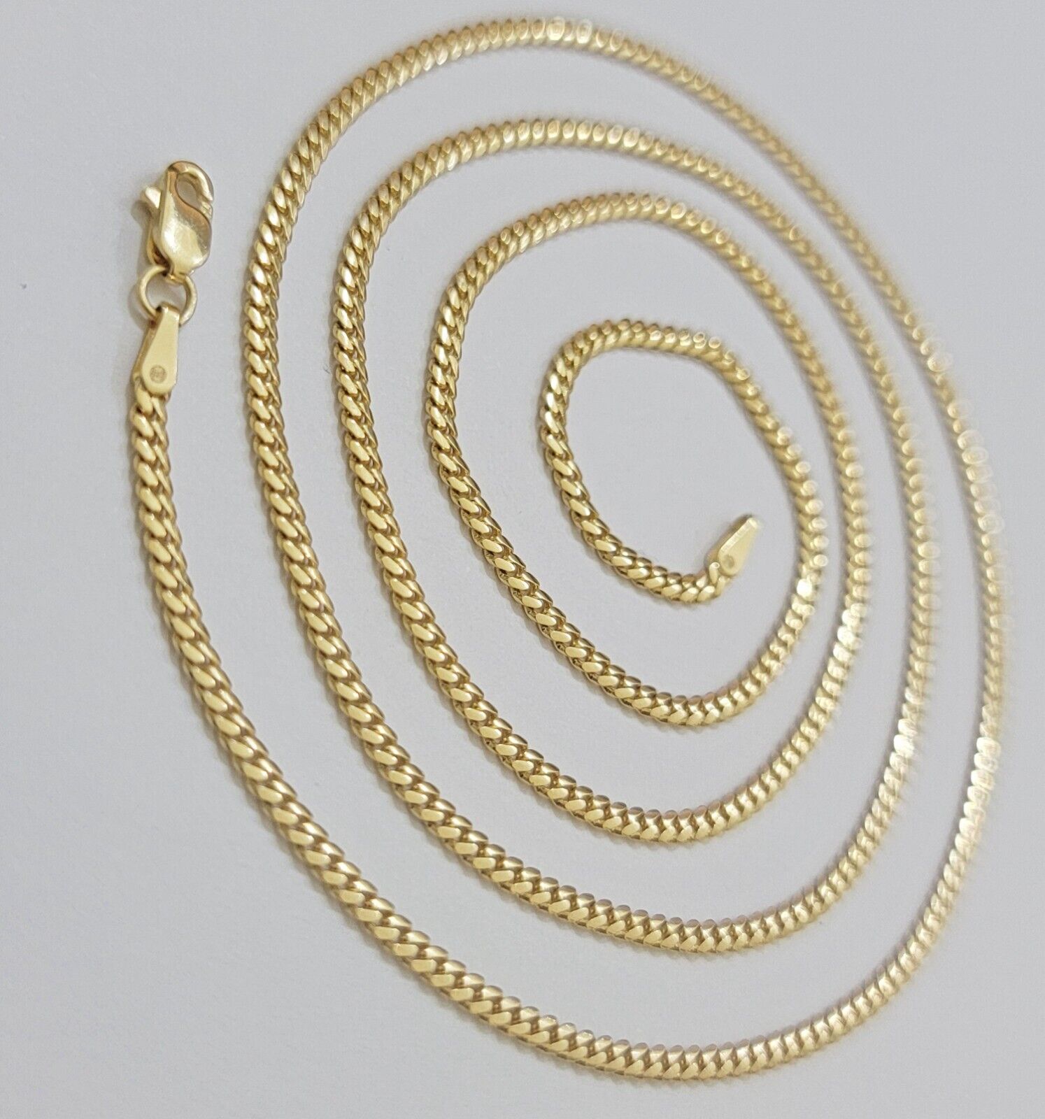 Solid 18k Yellow Gold Necklace Chain Miami Cuban Link 2mm 18" - 24 Inch Real 18kt - GoldenlinQ