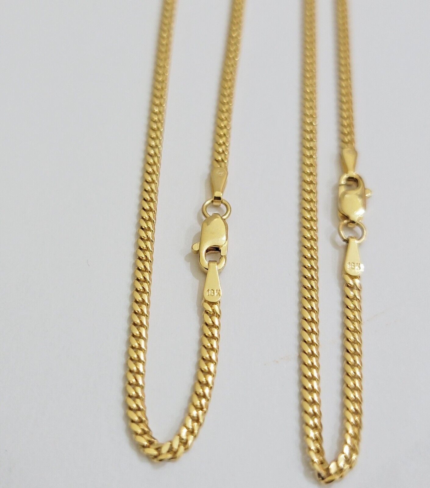 Solid 18k Yellow Gold Necklace Chain Miami Cuban Link 2mm 18" - 24 Inch Real 18kt - GoldenlinQ