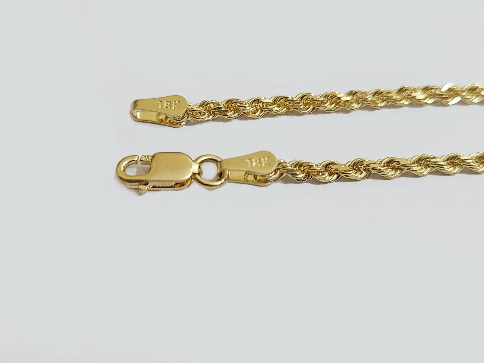 Solid 18k Yellow Gold Necklace Rope Chain 2mm 16 Inch Real 18kt For Ladies SALE - GoldenlinQ