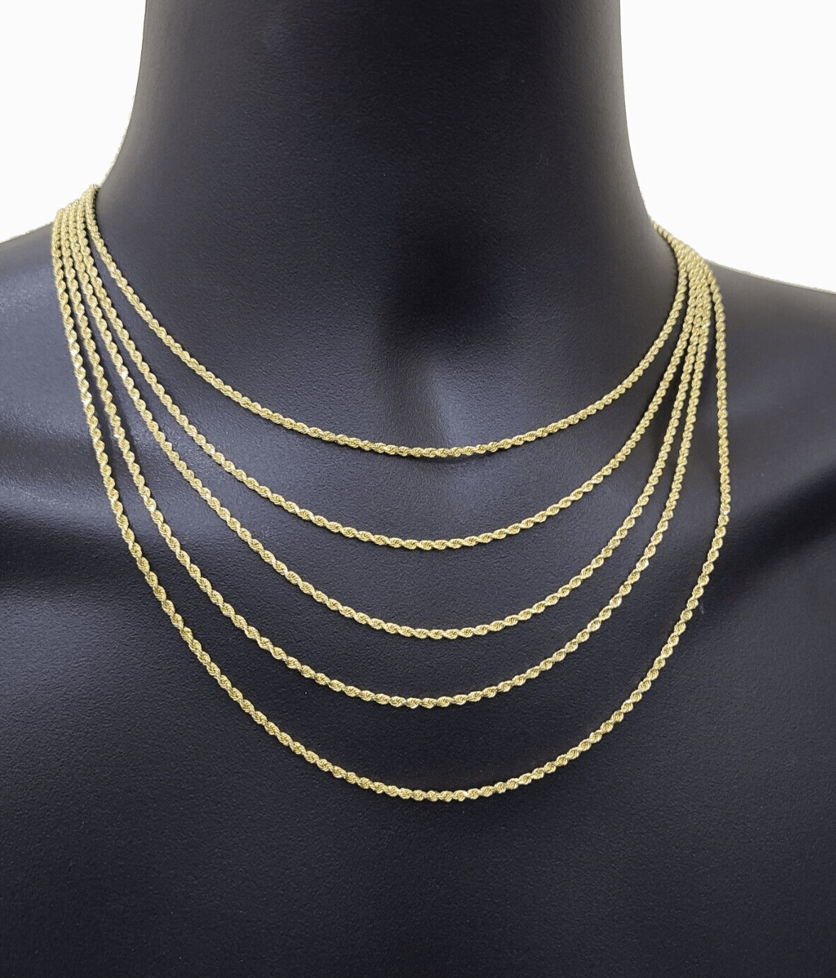 Solid 18k Yellow Gold Necklace Rope Chain 2mm 18'' Inch Real 18kt Men Women SALE - GoldenlinQ