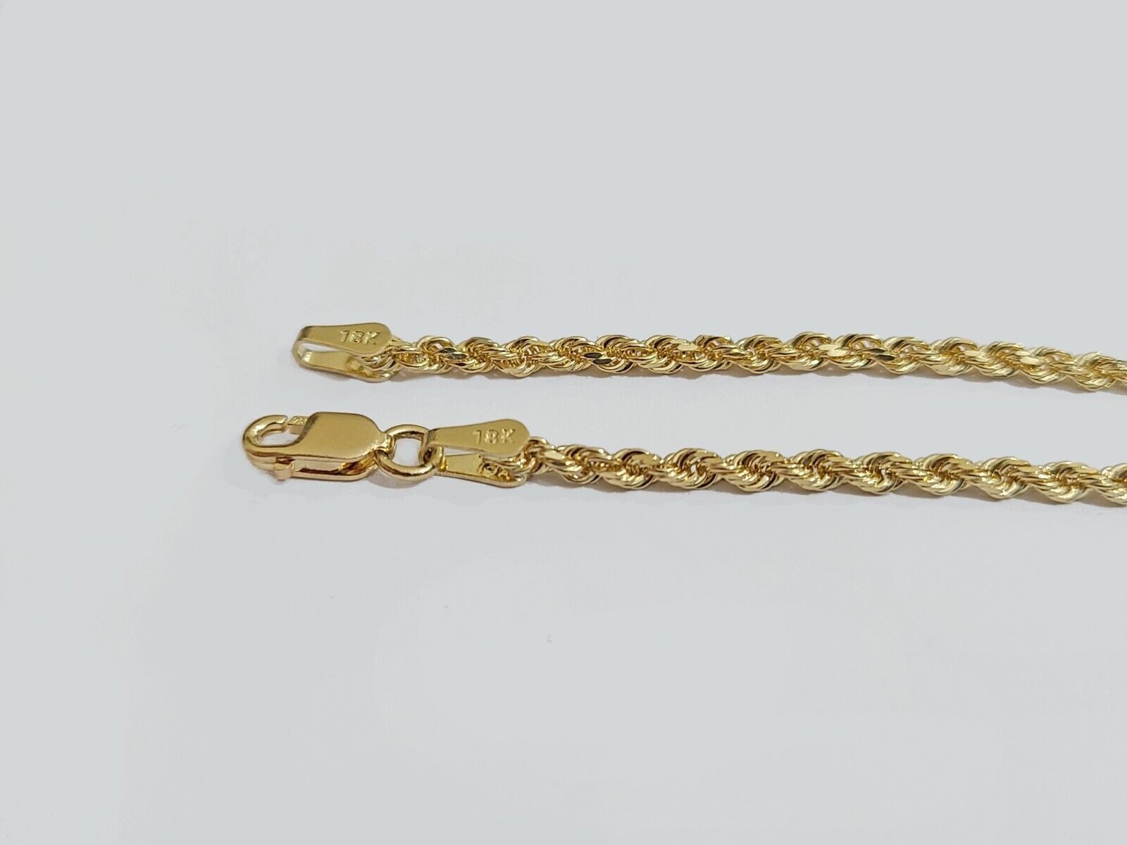 Solid 18k Yellow Gold Necklace Rope Chain 2mm 20'' Inch Real 18kt Men Women SALE - GoldenlinQ