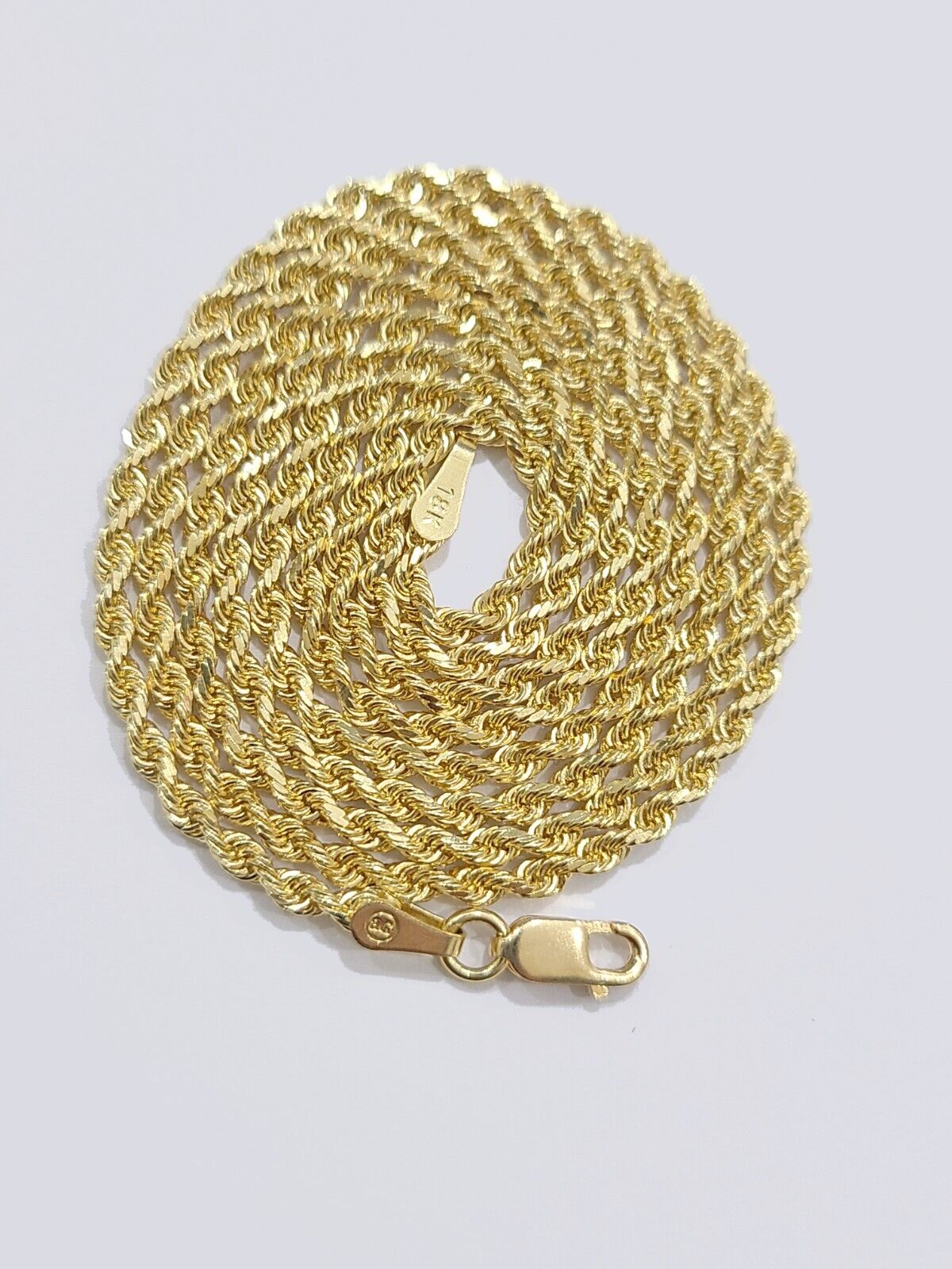 Solid 18k Yellow Gold Necklace Rope Chain 2mm 20'' Inch Real 18kt Men Women SALE - GoldenlinQ