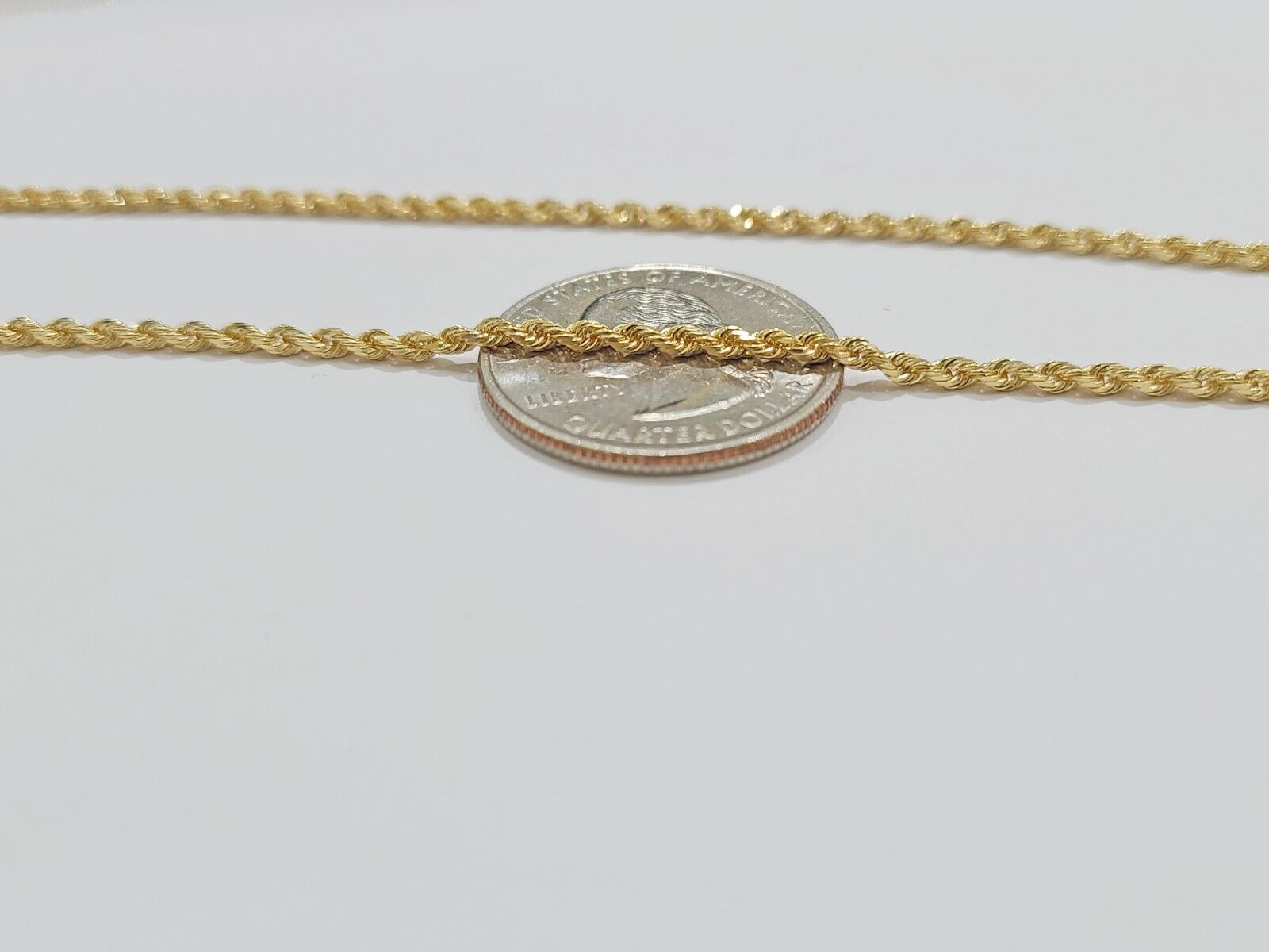 Solid 18k Yellow Gold Necklace Rope Chain 2mm 22'' Inch Real 18kt Men Women SALE - GoldenlinQ