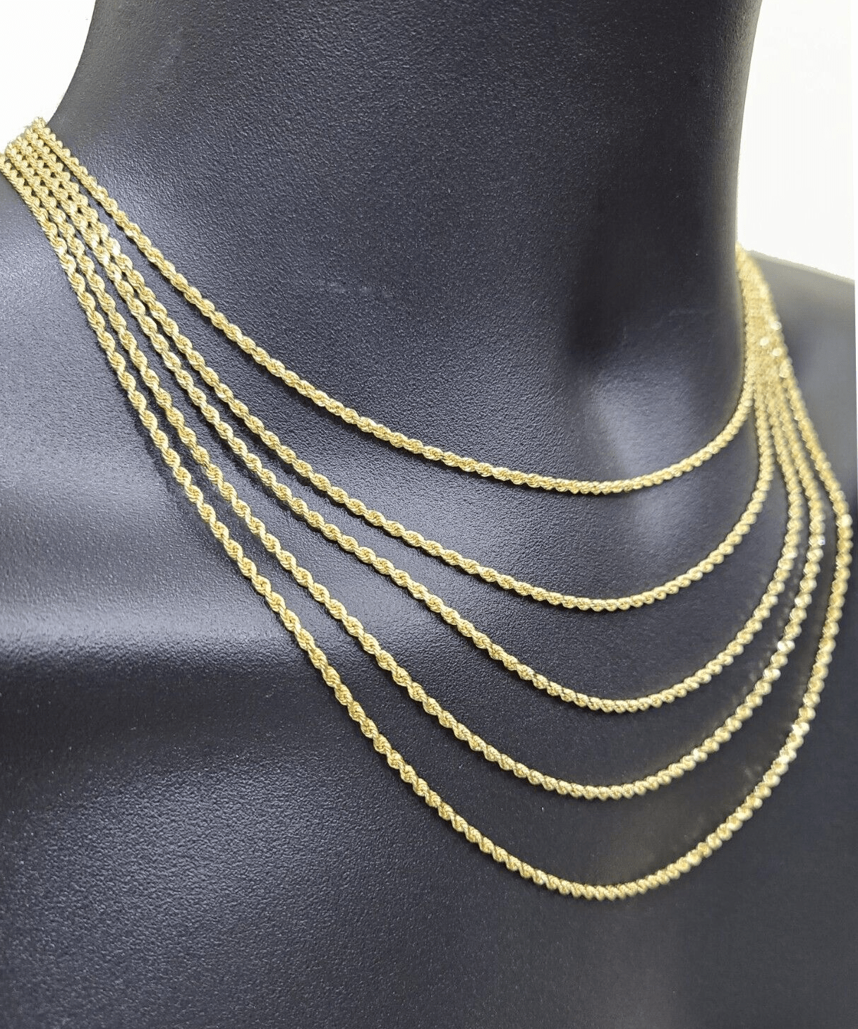 Solid 18k Yellow Gold Necklace Rope Chain 2mm 22'' Inch Real 18kt Men Women SALE - GoldenlinQ
