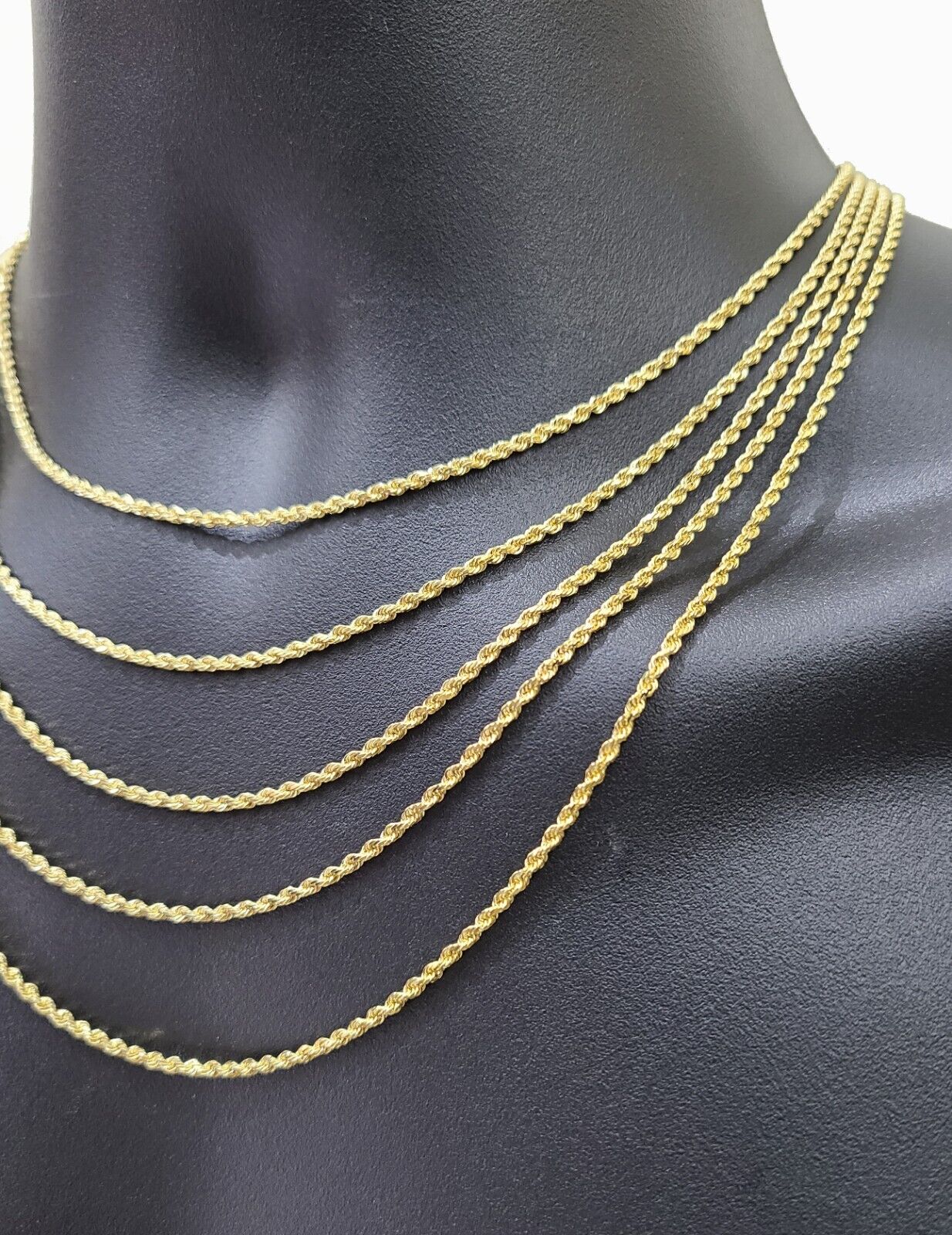 Solid 18k Yellow Gold Necklace Rope Chain 2mm 24'' Inch Real 18kt Men Women SALE - GoldenlinQ