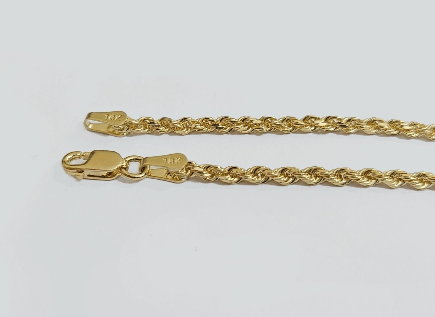 Solid 18k Yellow Gold Necklace Rope Chain 2mm 24'' Inch Real 18kt Men Women SALE - GoldenlinQ