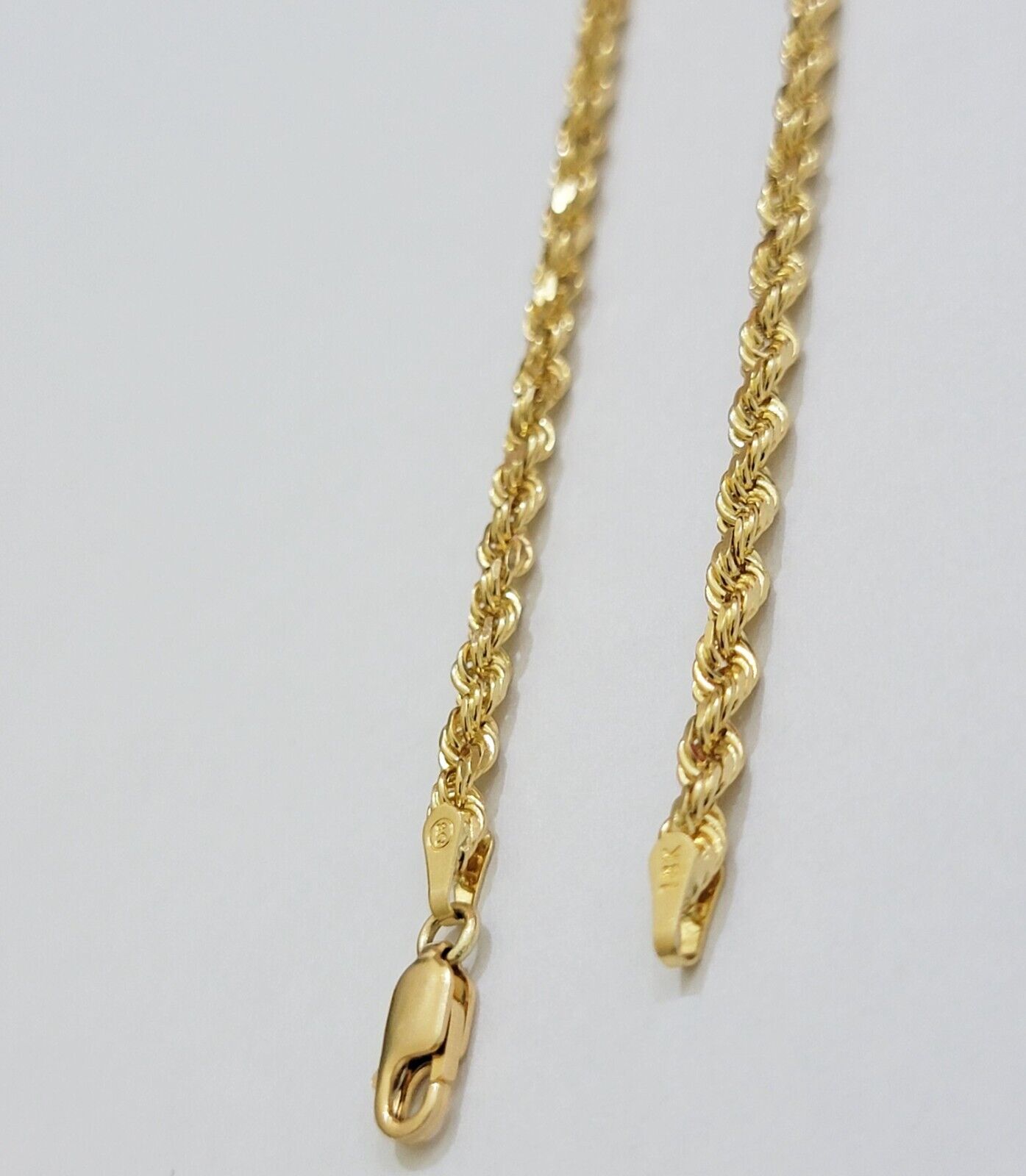 Solid 18k Yellow Gold Necklace Rope Chain 3mm 18'' Inch Real 18kt Men Women SALE - GoldenlinQ