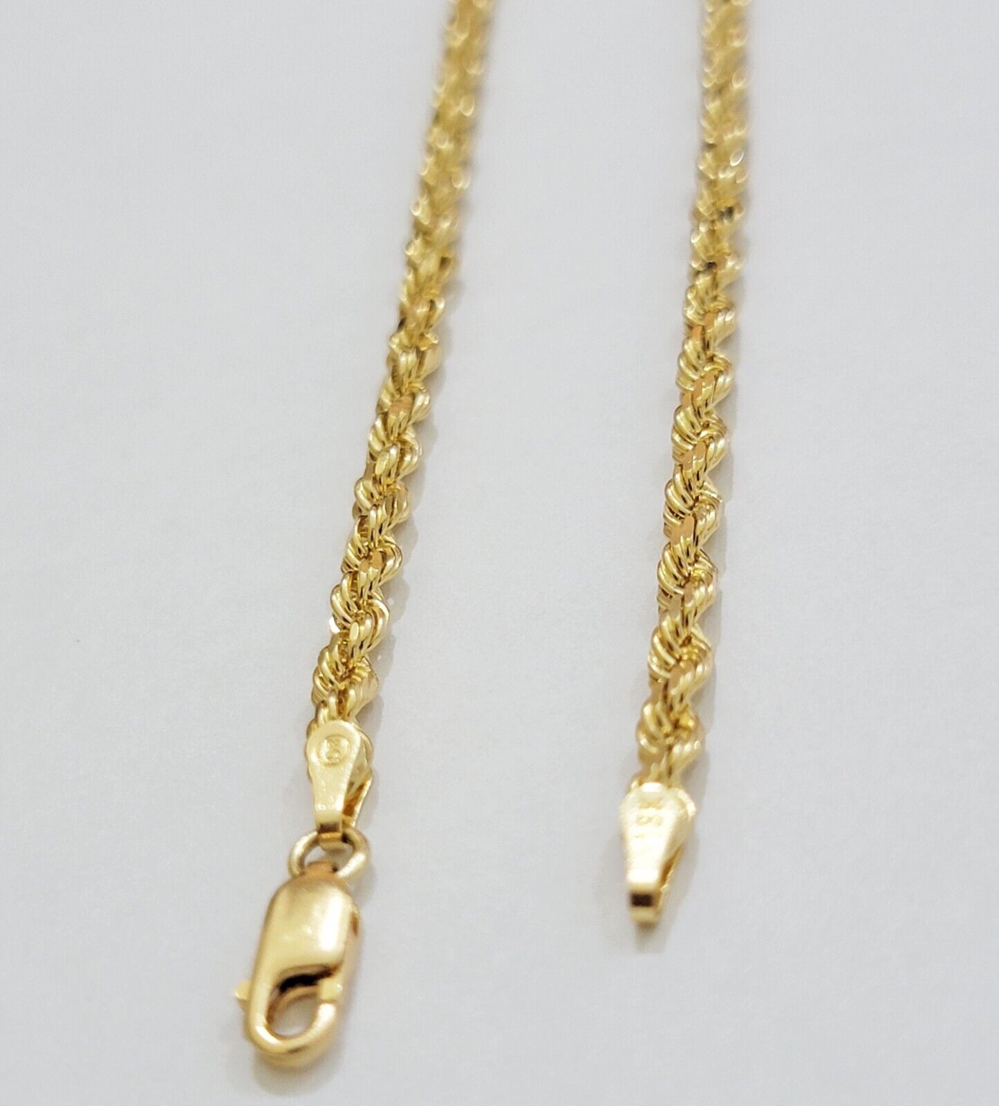 Solid 18k Yellow Gold Necklace Rope Chain 3mm 24'' Inch Real 18kt Men Women SALE - GoldenlinQ