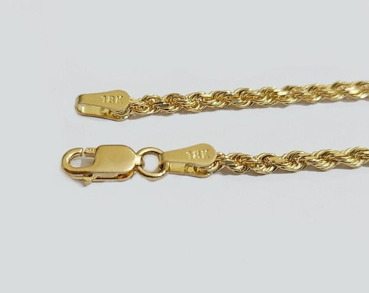 Solid 18k Yellow Gold Rope Chain Necklace 2mm 16 - 24 Inch Diamond Cut 18kt SALE - GoldenlinQ