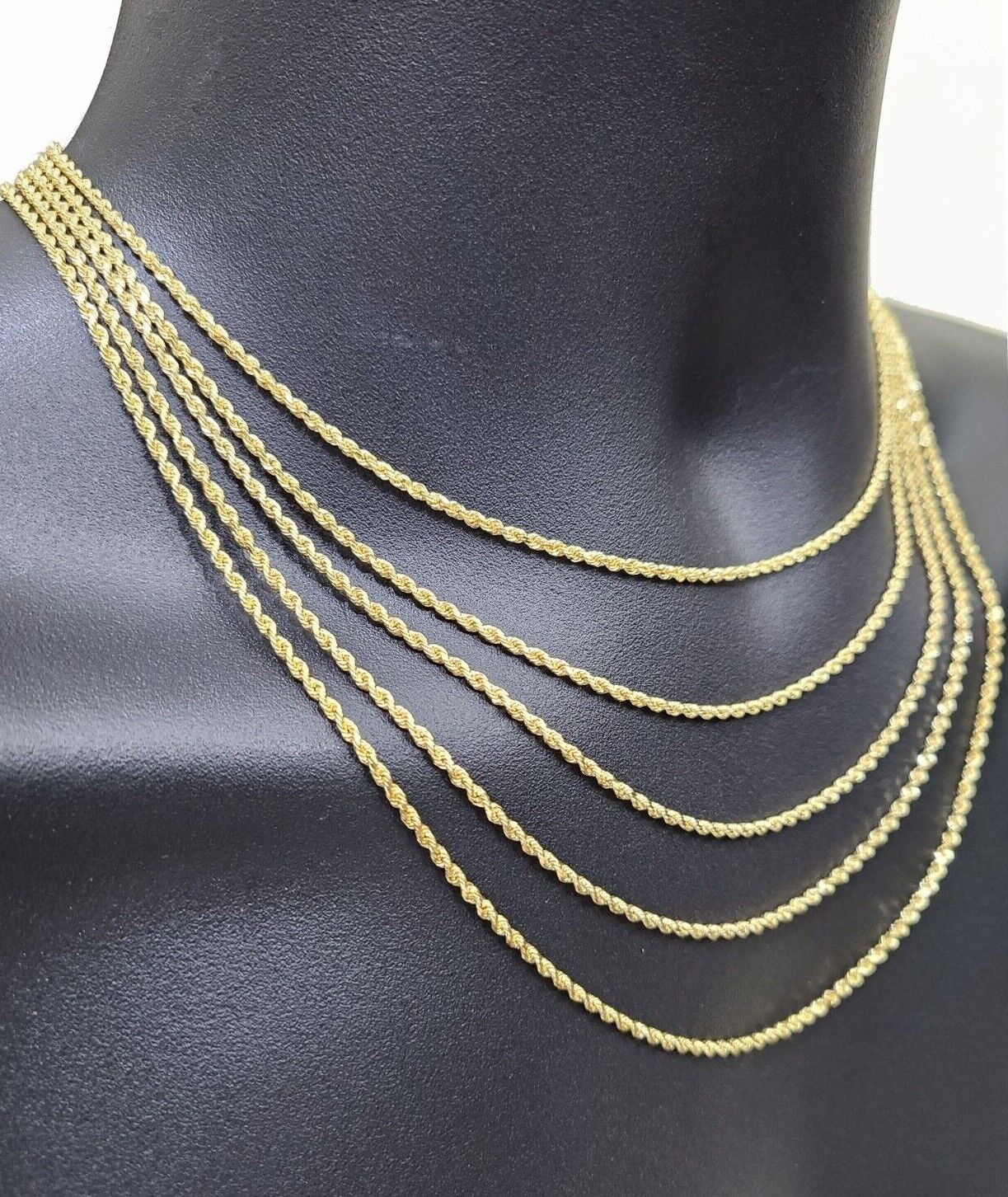 Solid 18k Yellow Gold Rope Chain Necklace 2mm 16 - 24 Inch Diamond Cut 18kt SALE - GoldenlinQ