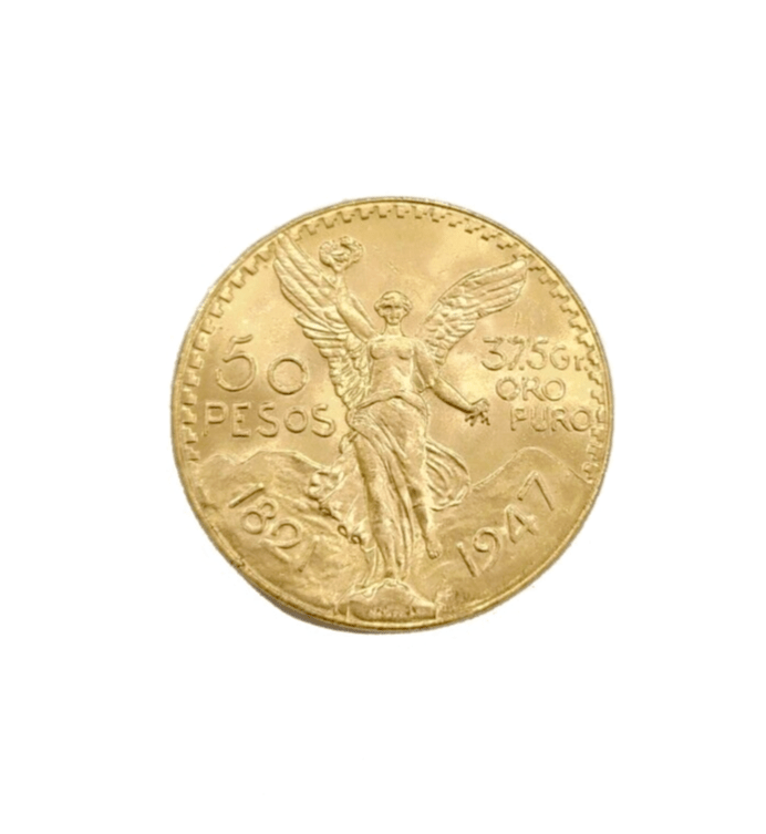 Solid 22k Yellow Gold 1947 Mexican Centenario 50 Gold Pesos Coin Oro Centenaro - GoldenlinQ