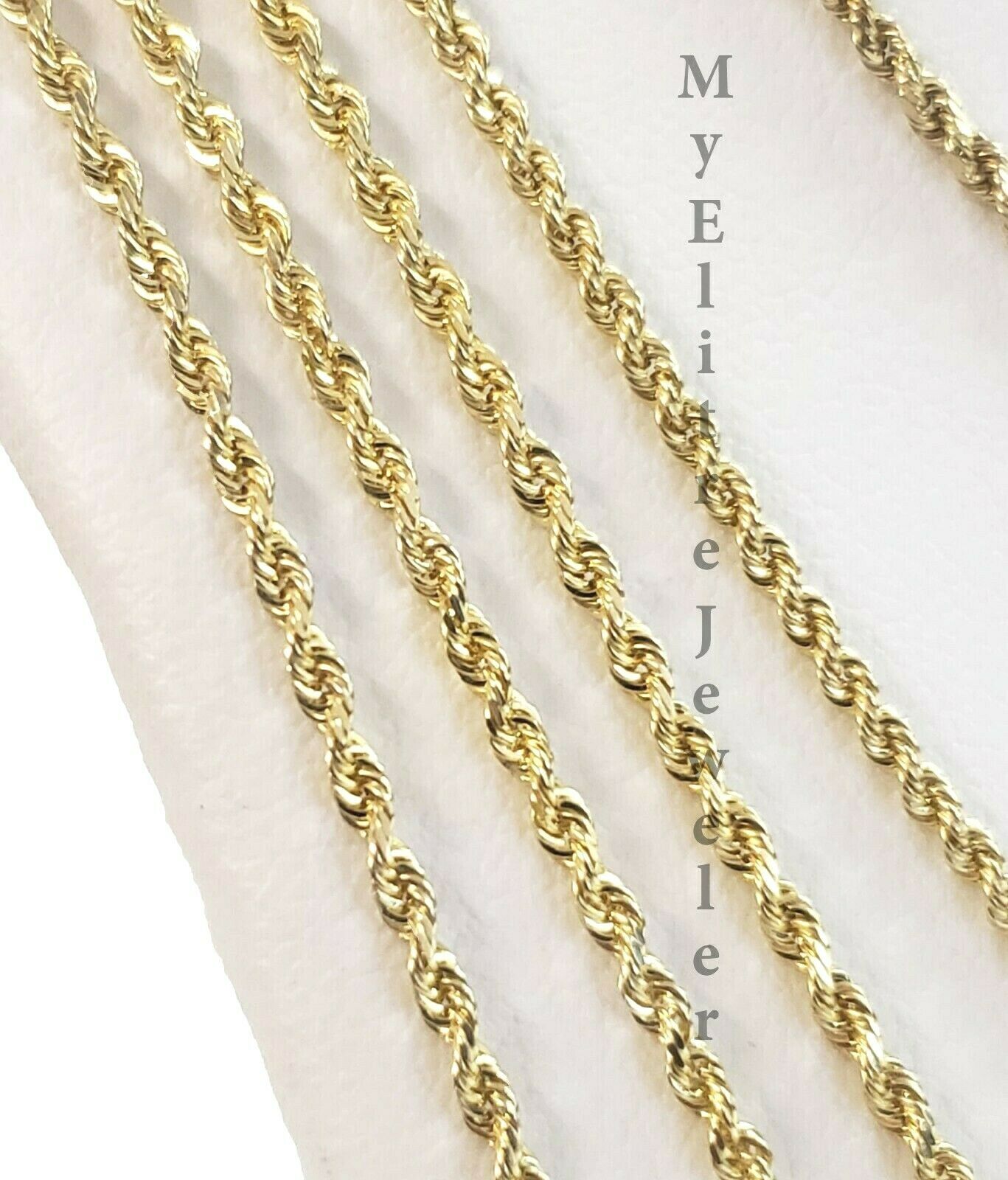 SOLID 2mm 10k Gold Rope Chain Necklace 16" - 26" 100% 10k yellow Gold Solid, Thin - GoldenlinQ