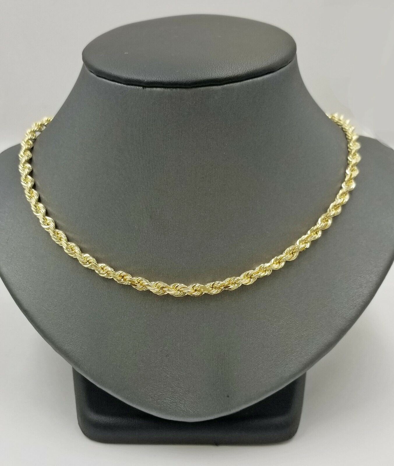 SOLID 5mm 20" 10k Yellow Gold Rope Chain Diamond Cut Men Women Real Brand new - GoldenlinQ